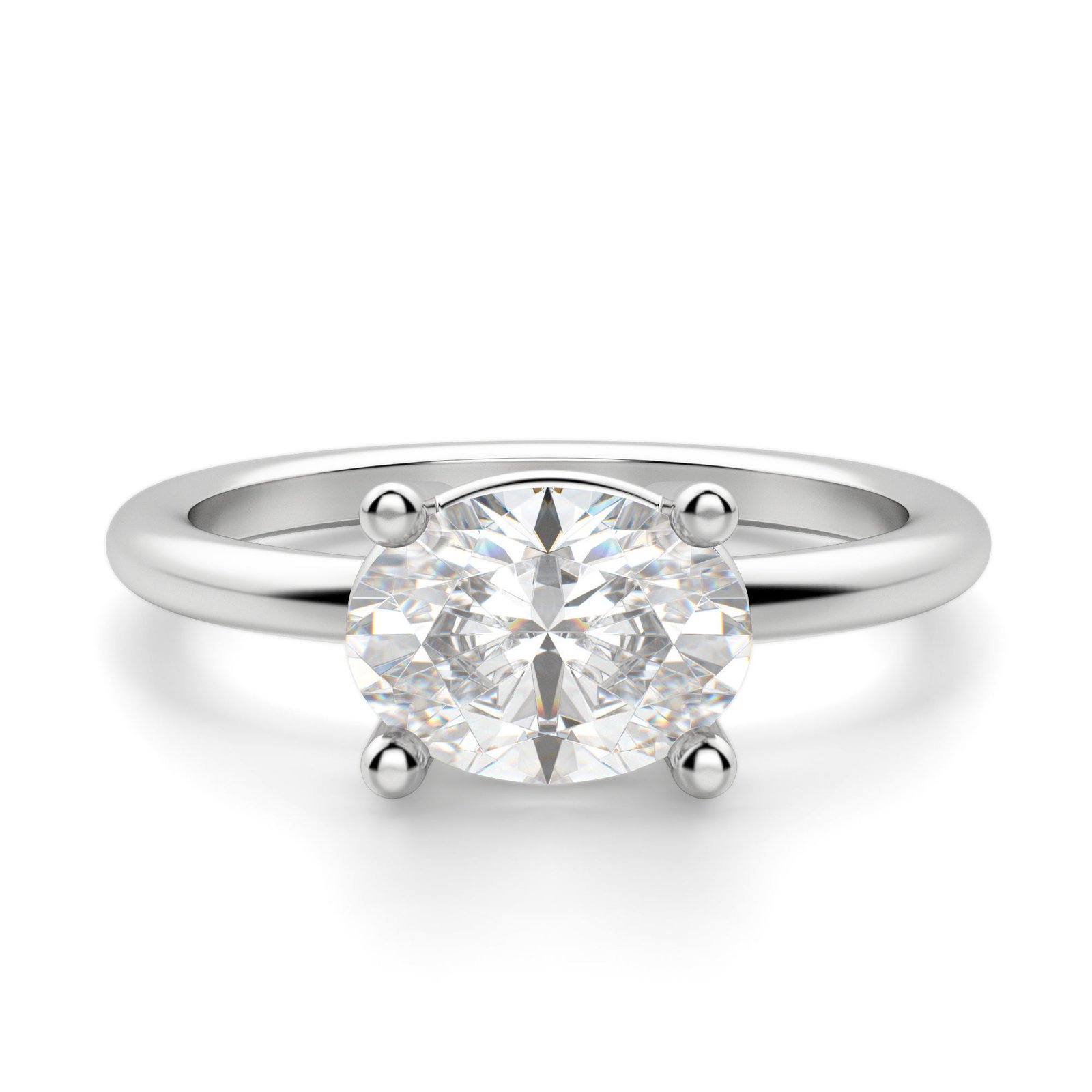 East West Classic Basket Oval Cut Engagement Ring