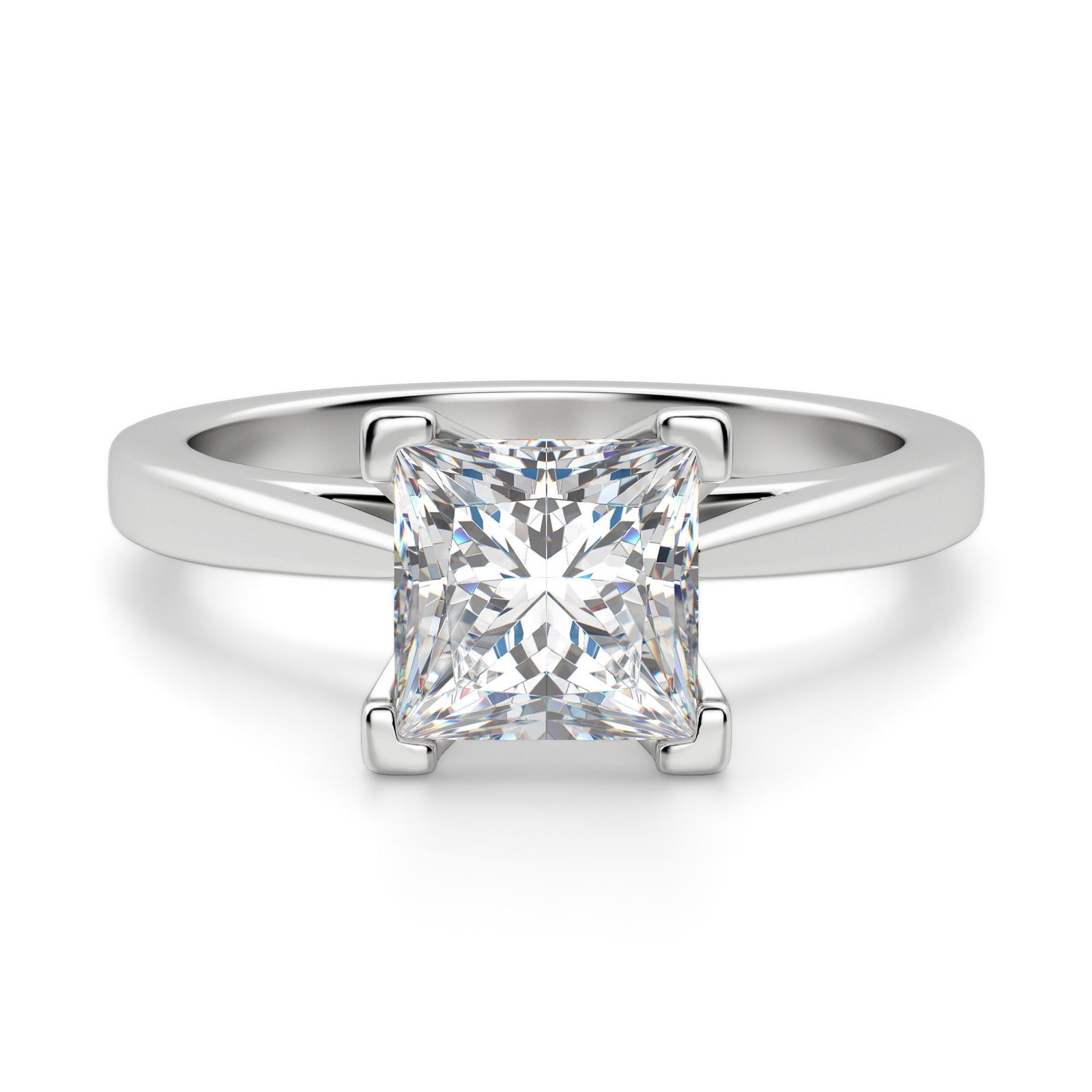 Cathedral Princess Cut Engagement Ring