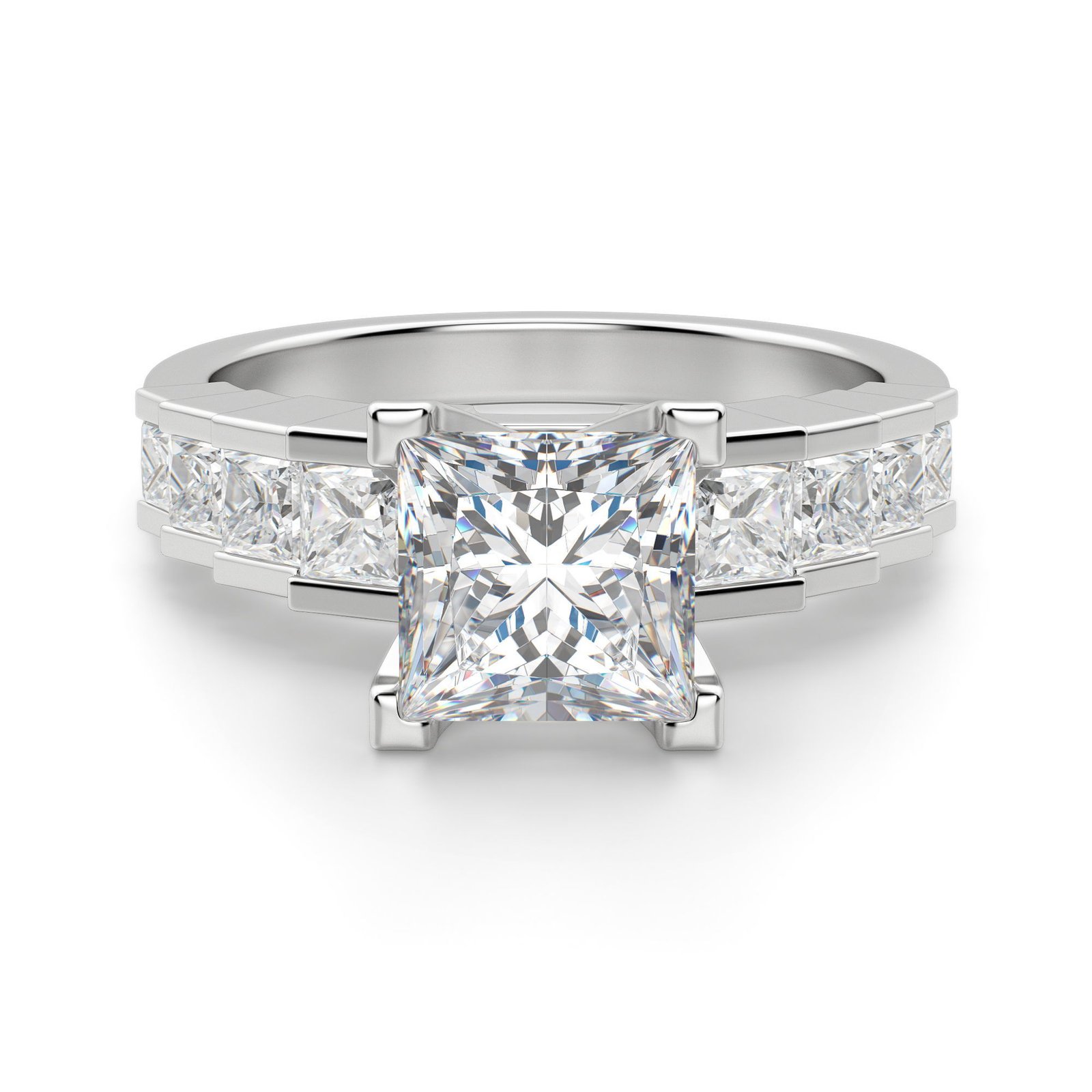 Cinderella Staircase Princess Cut Engagement Ring