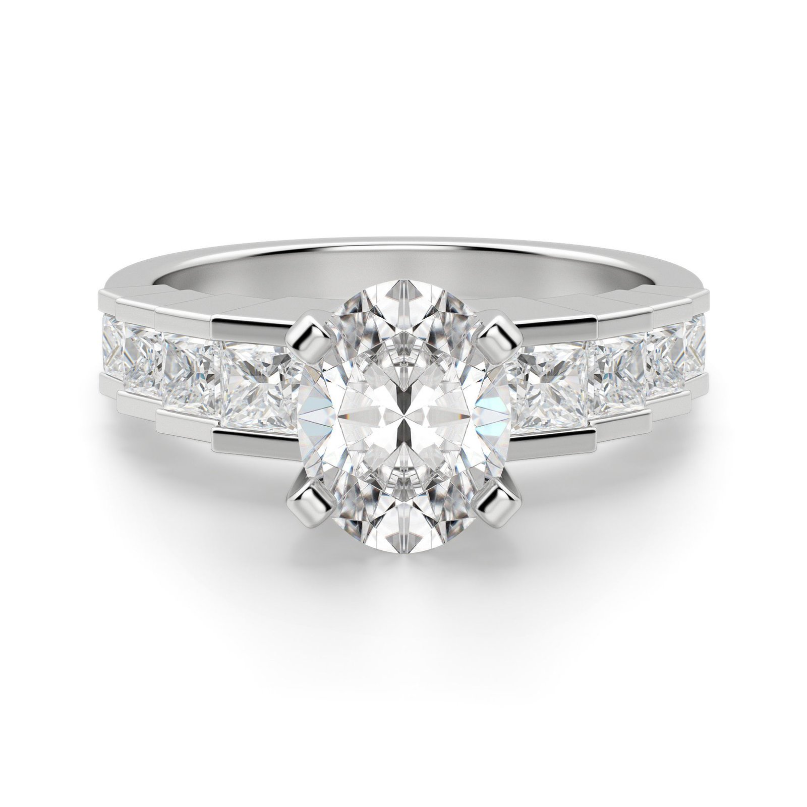 Cinderella Staircase Oval Cut Engagement Ring