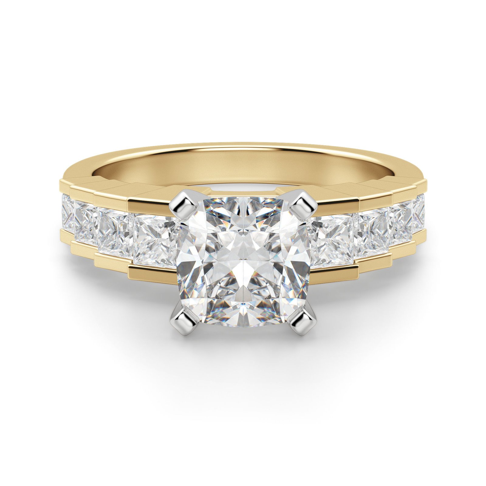 Cinderella Staircase Cushion Cut Engagement Ring