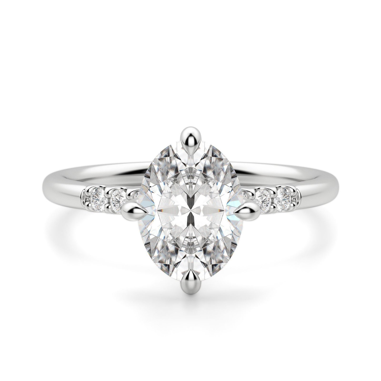Kite Set Accented Oval Cut Engagement Ring