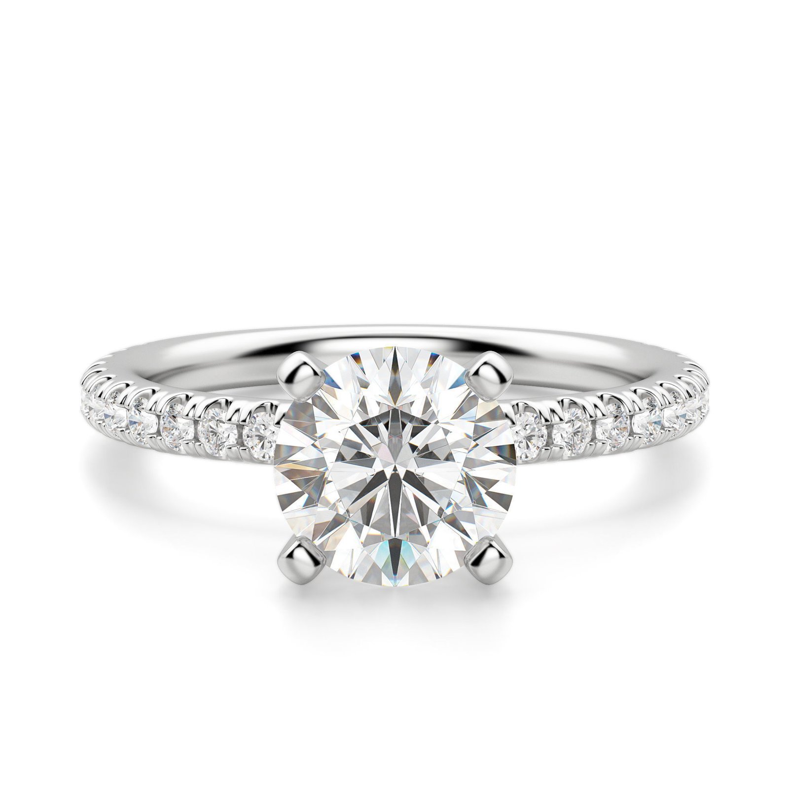 Petite Accented Round Cut Engagement Ring