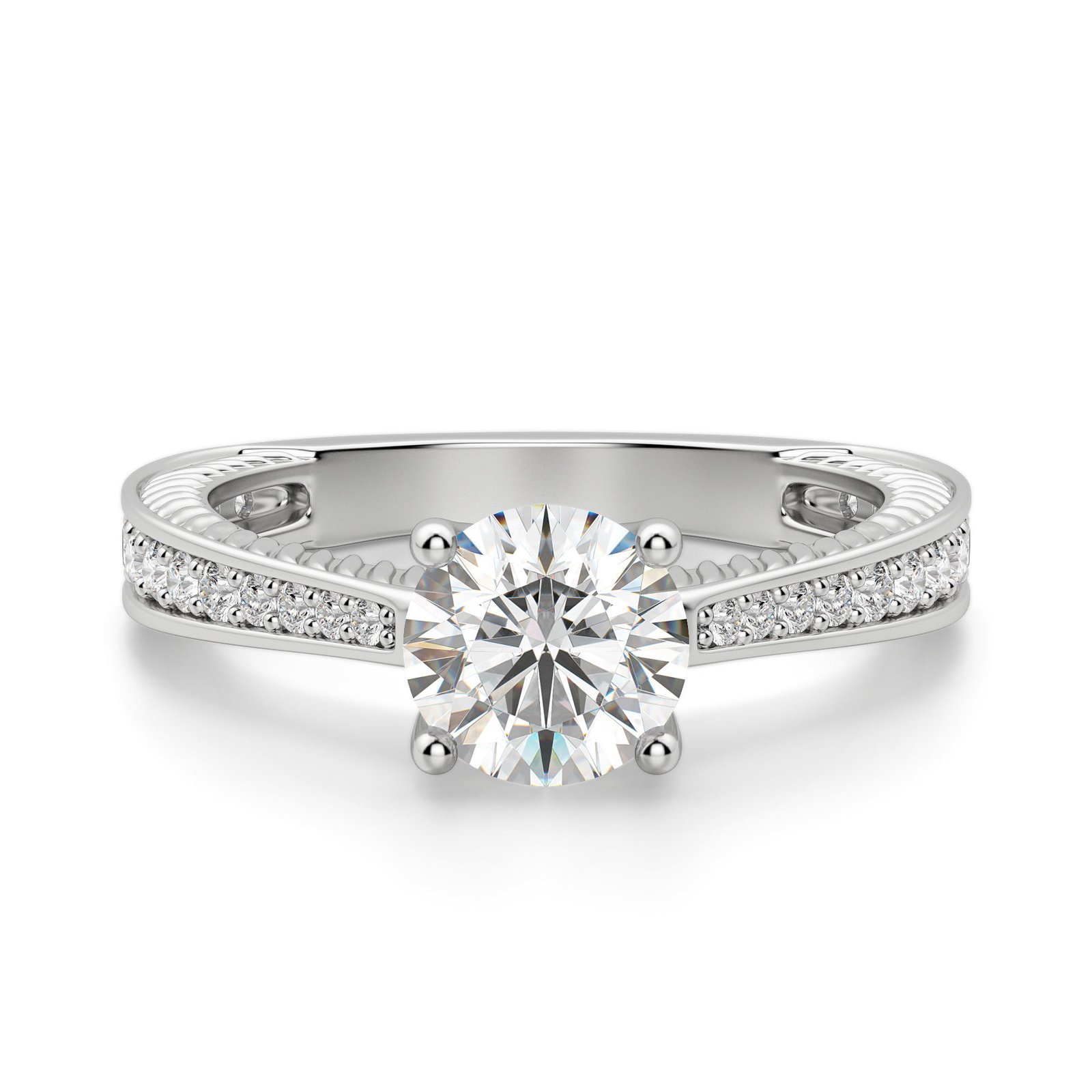 Sage Accented Round Cut Engagement Ring