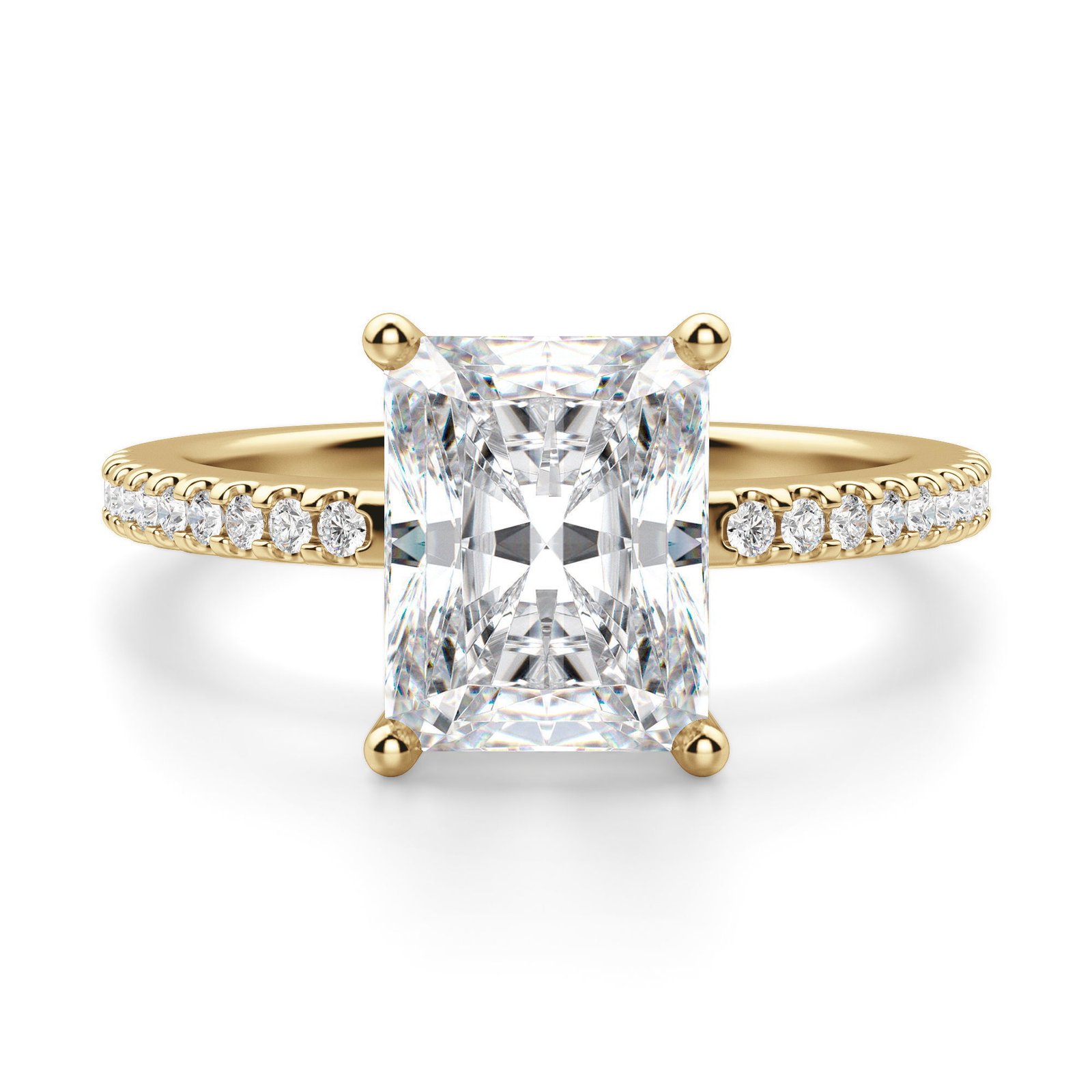 Basket Set Accented Radiant Cut Engagement Ring