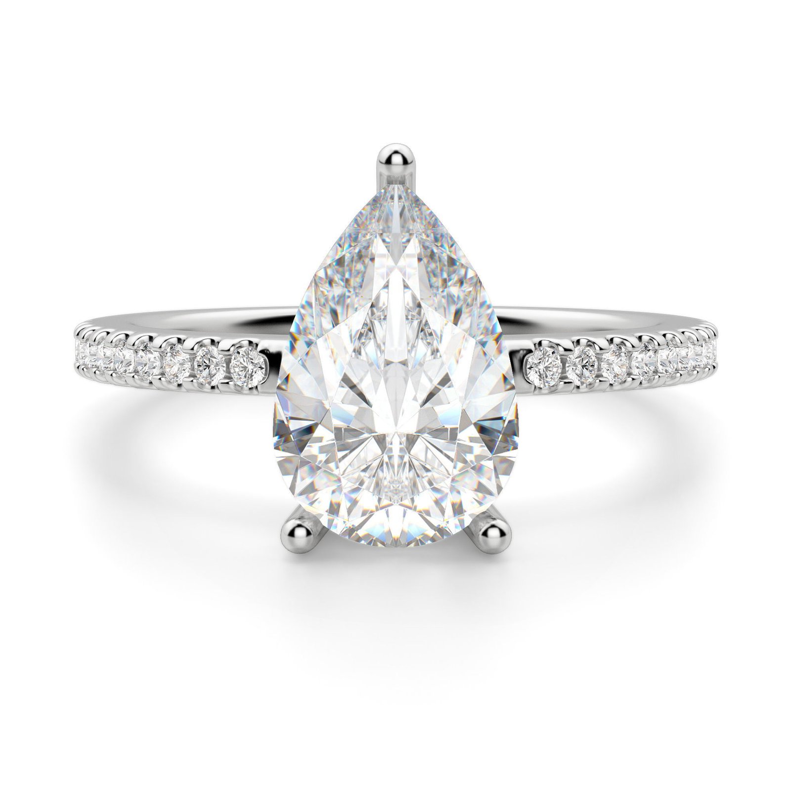 Basket Set Accented Pear Cut Engagement Ring
