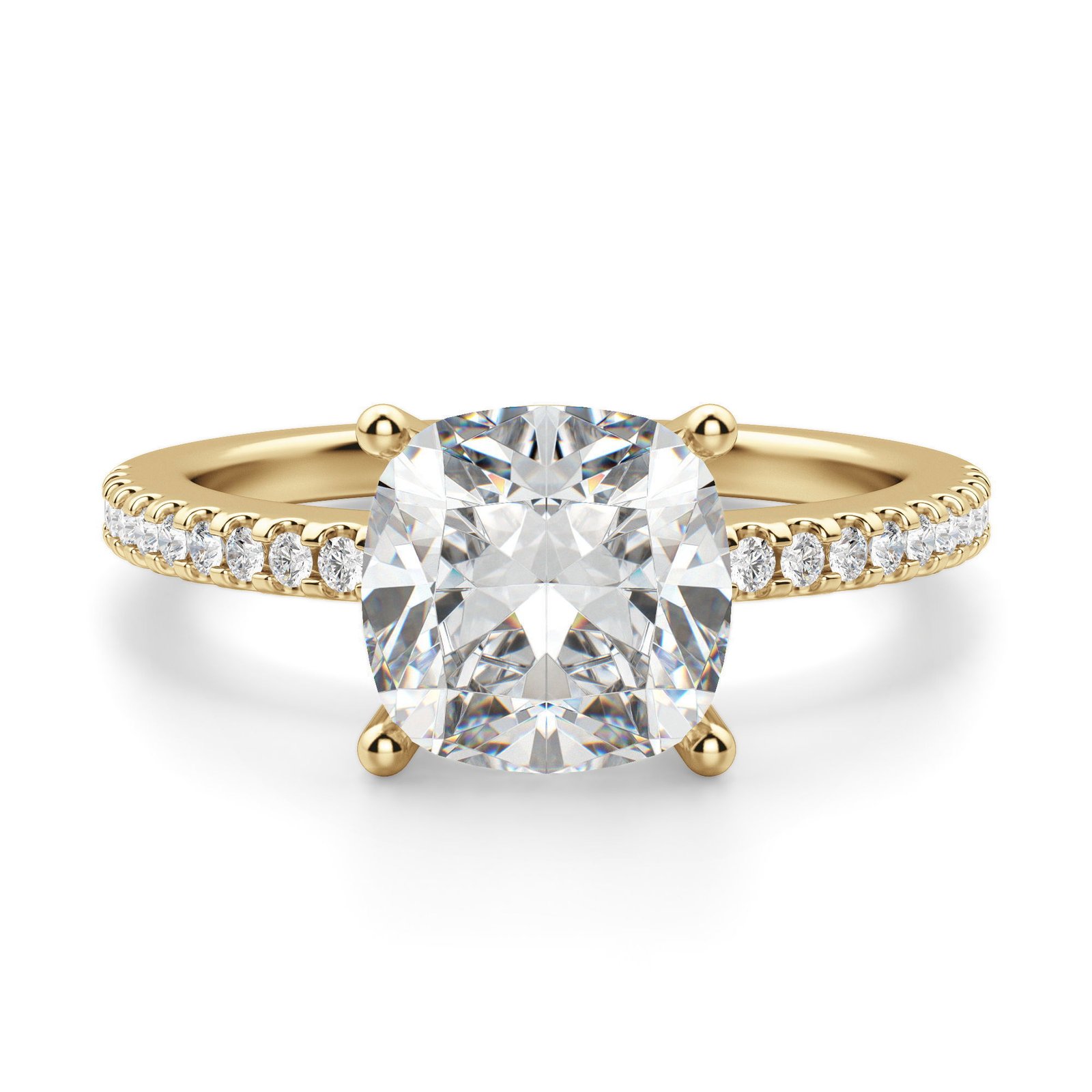 Basket Set Accented Cushion Cut Engagement Ring