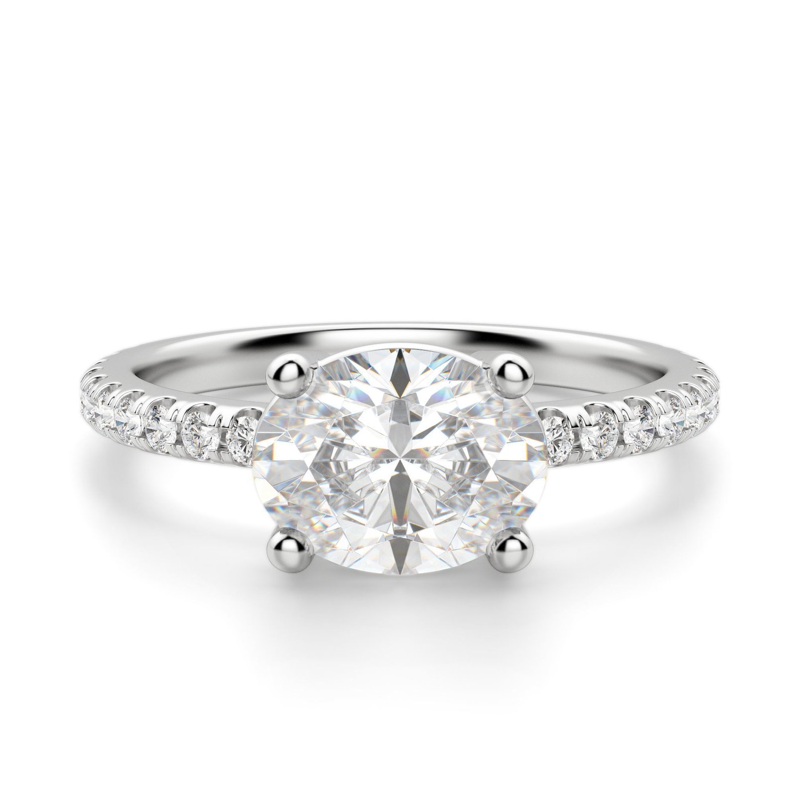 East-West Accented Basket Oval Cut Engagement Ring