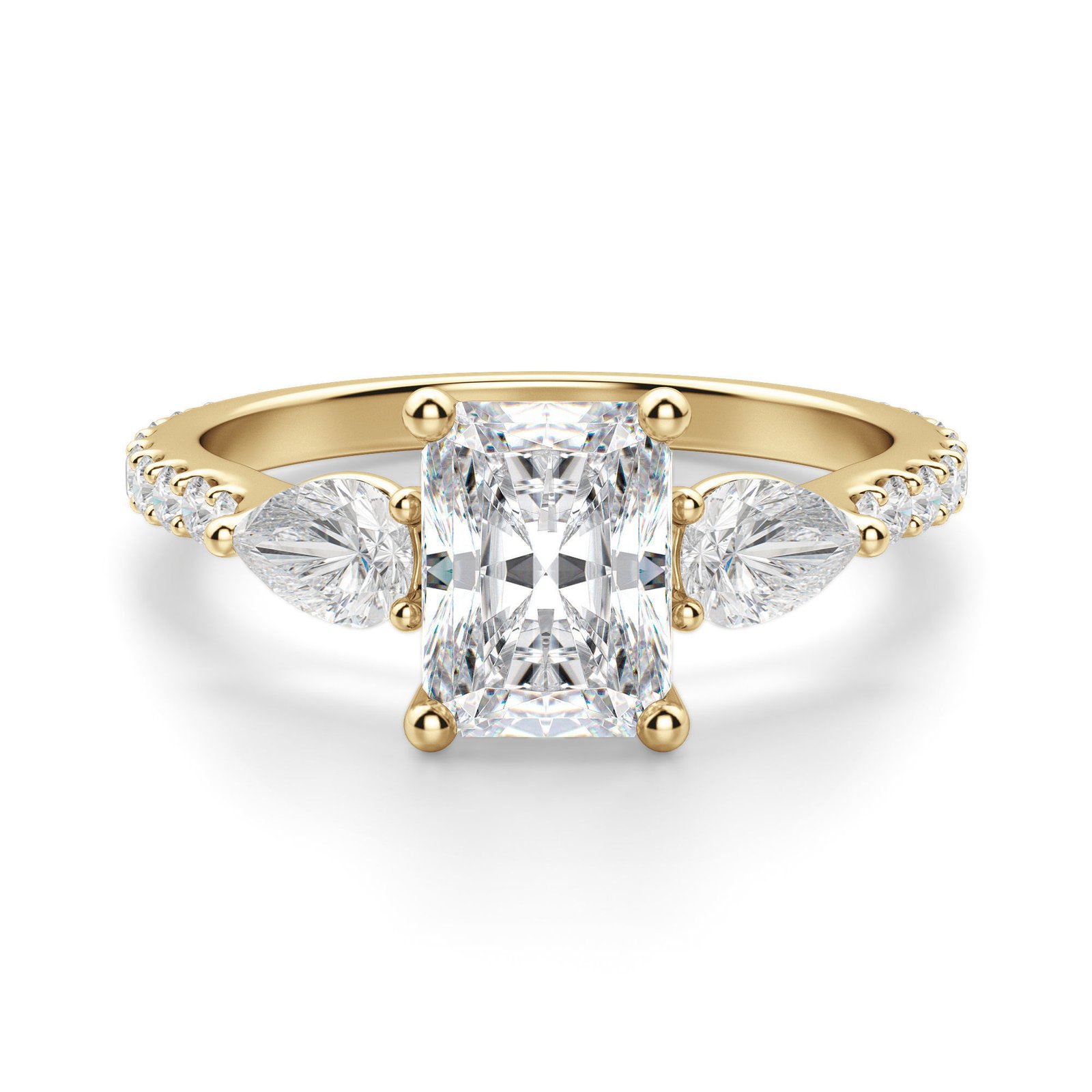 Pear Side Stone Accented Radiant Cut Engagement Ring