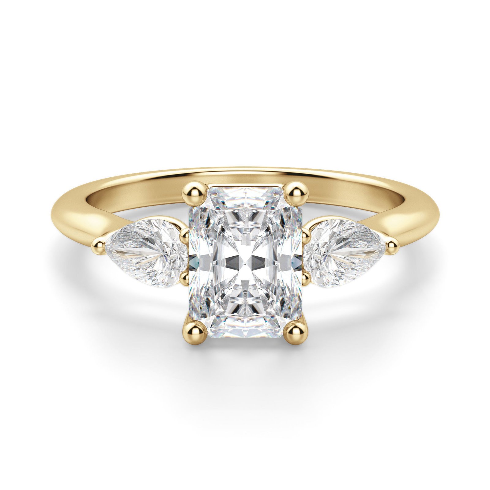 Pear Side Stone Classic Radiant Cut Engagement Ring