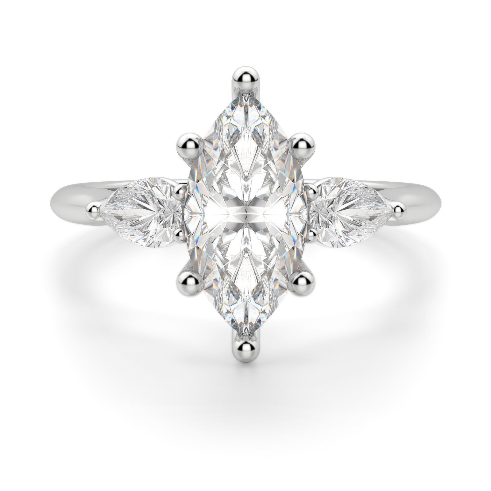 Pear Side Stone Classic Marquise Cut Engagement Ring