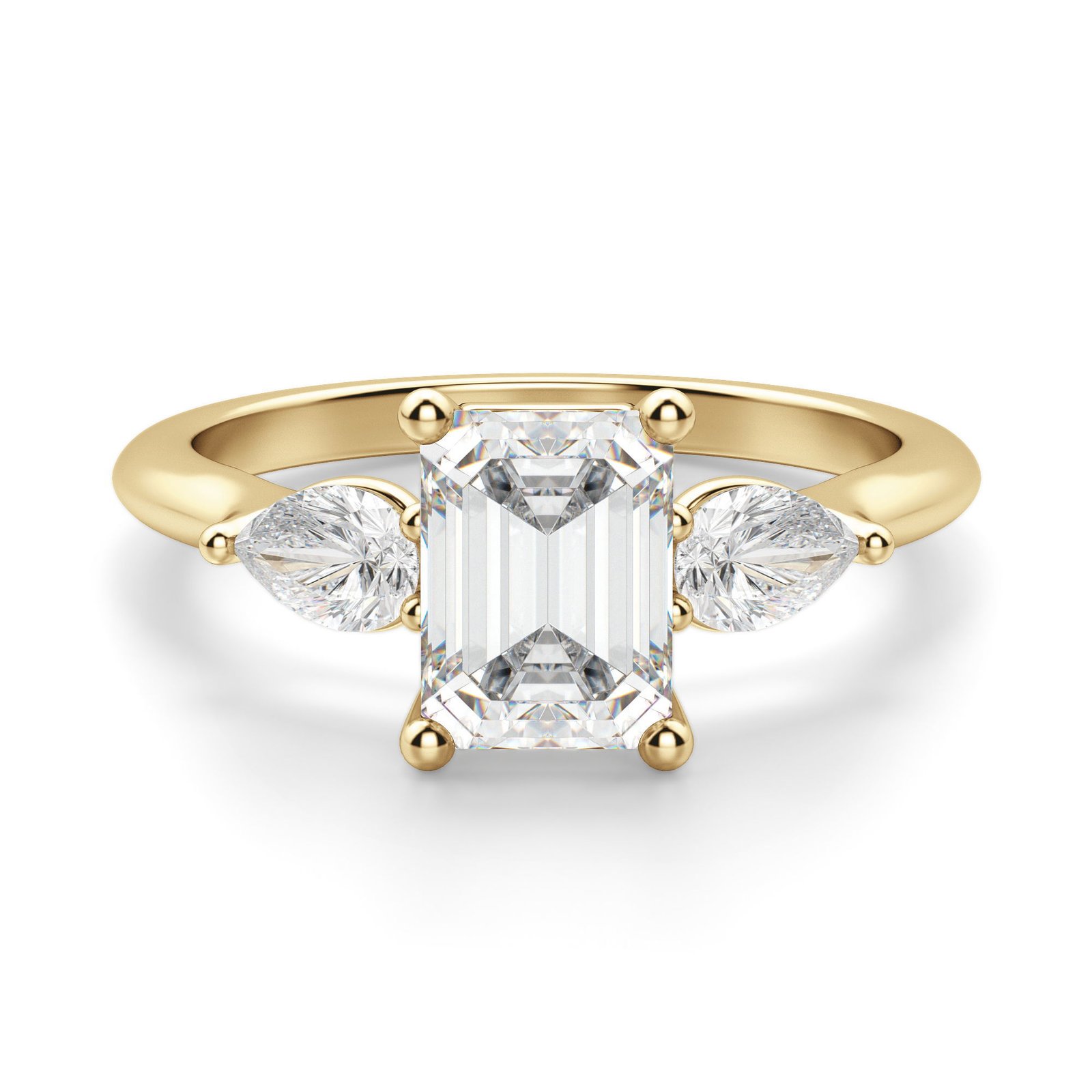 Pear Side Stone Classic Emerald Cut Engagement Ring
