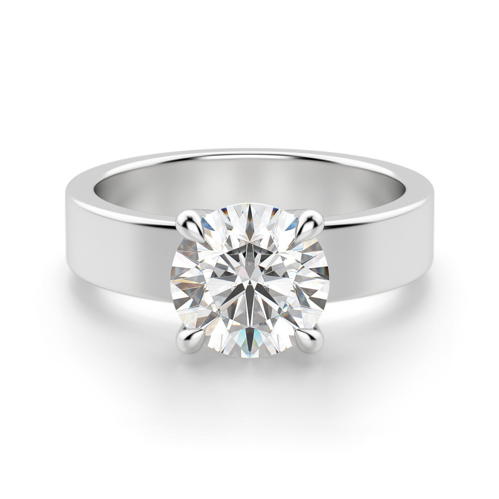 Basket Set Bold Round Cut Engagement Ring
