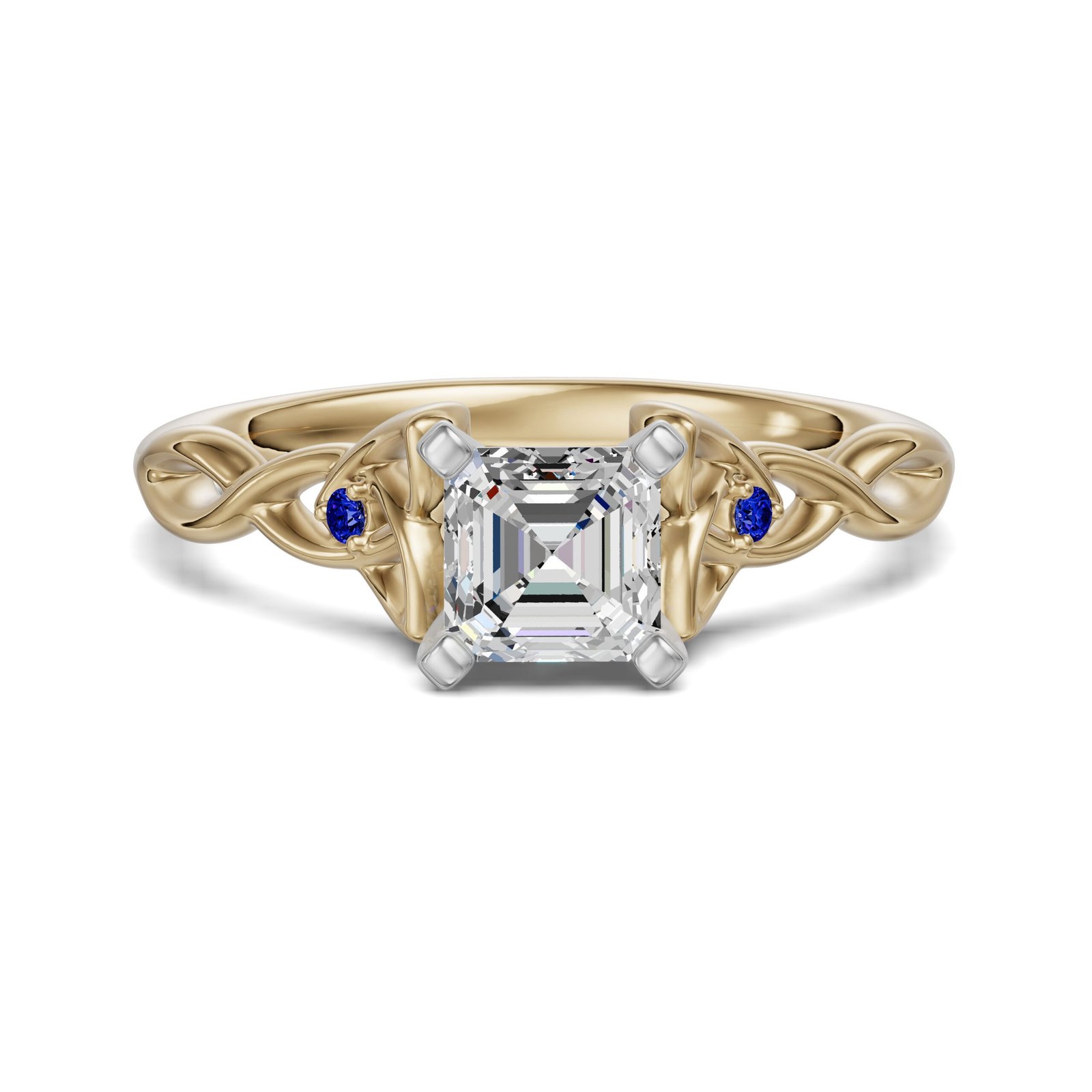 Celtic Knot Asscher Cut 0.50 ct Engagement Ring – Sapphire –