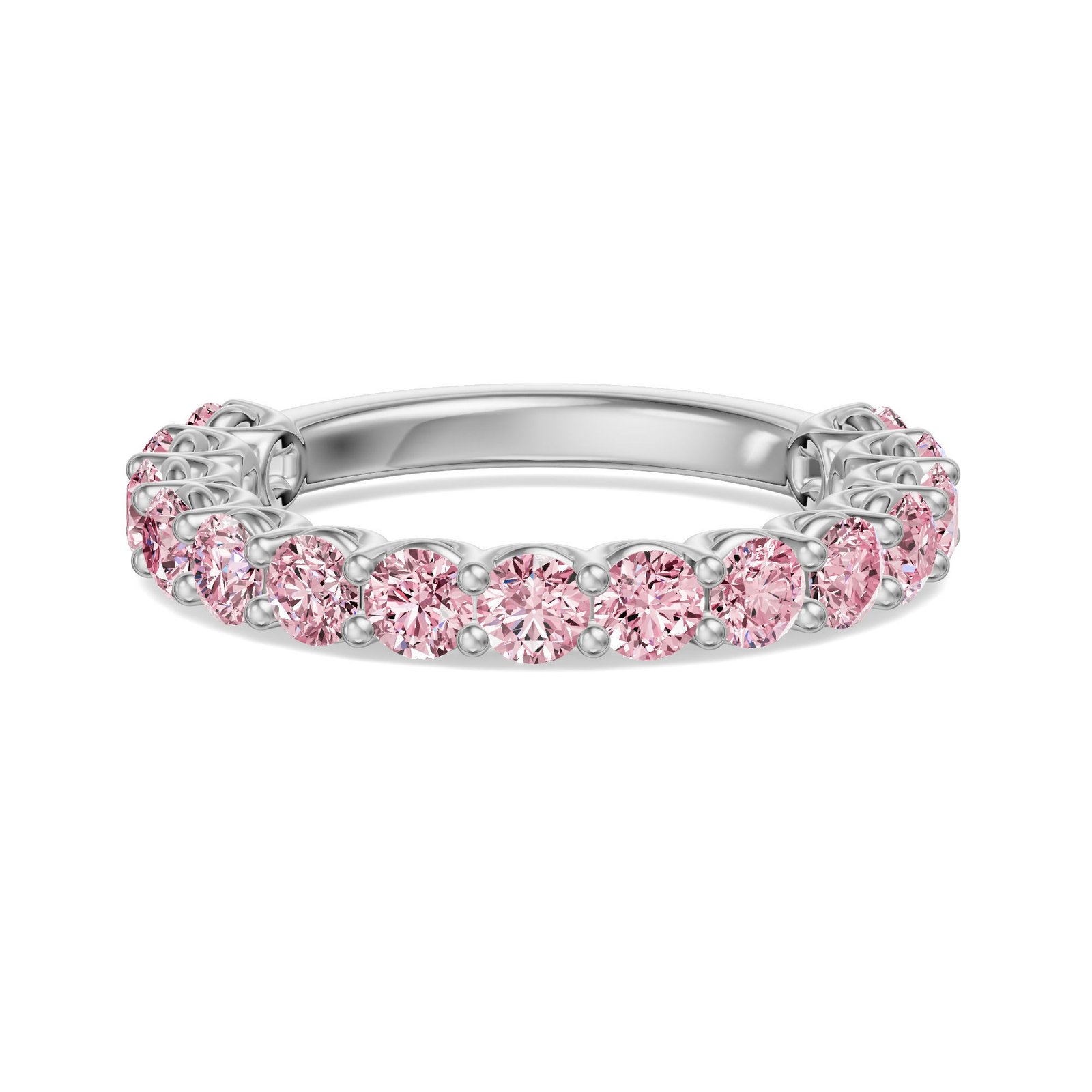 3.00 MM Round Cut Scallop Set Half Eternity Band – Rose –