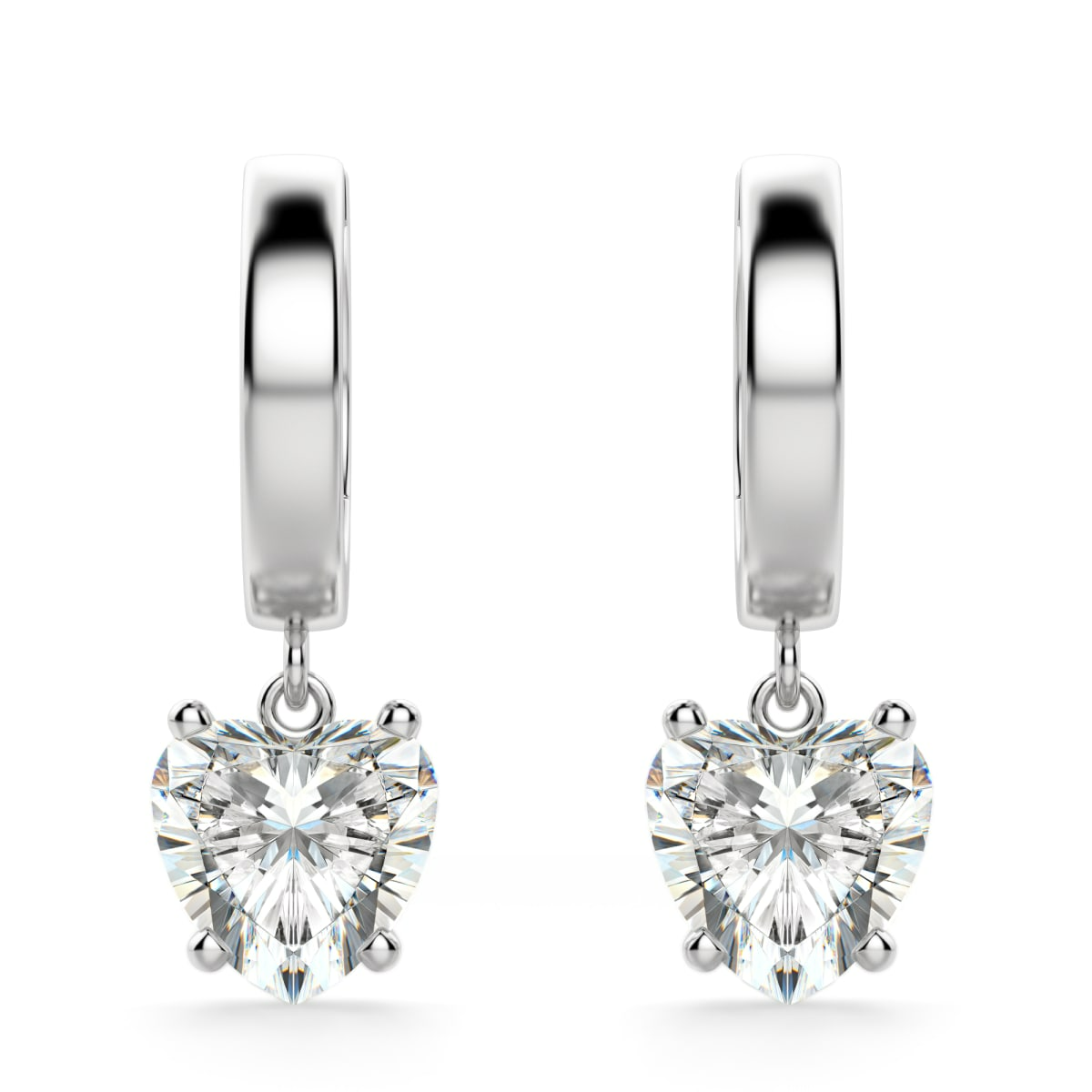 Heart Cut Solitaire Drop Earrings