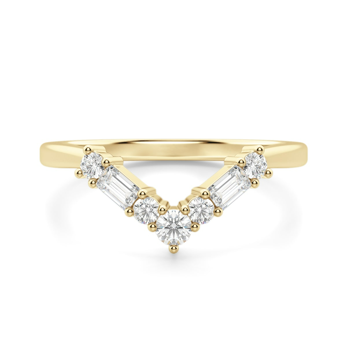 Alternating Stone Nesting Band Moissanite 14K Yellow Gold