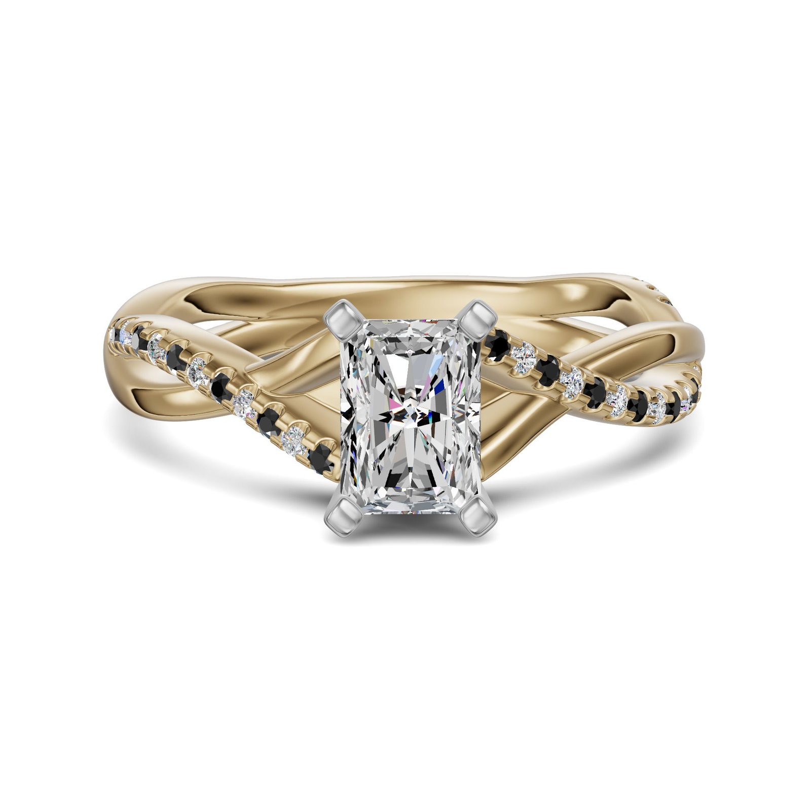 Twisted Accented Radiant Cut 0.50 ct Engagement Ring – Midnight –
