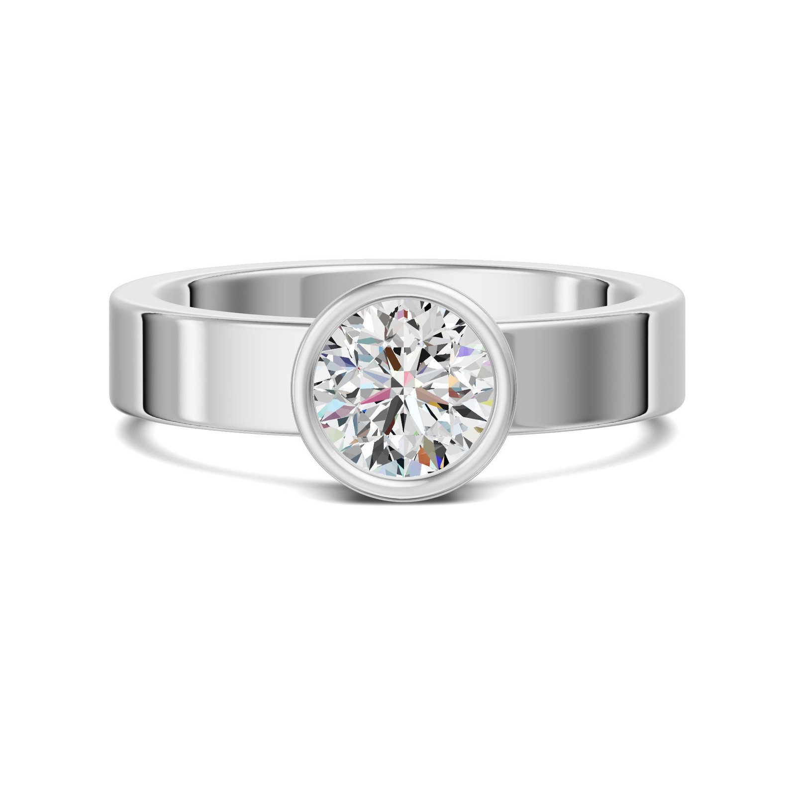 Bezel Bold Round Cut Engagement Ring