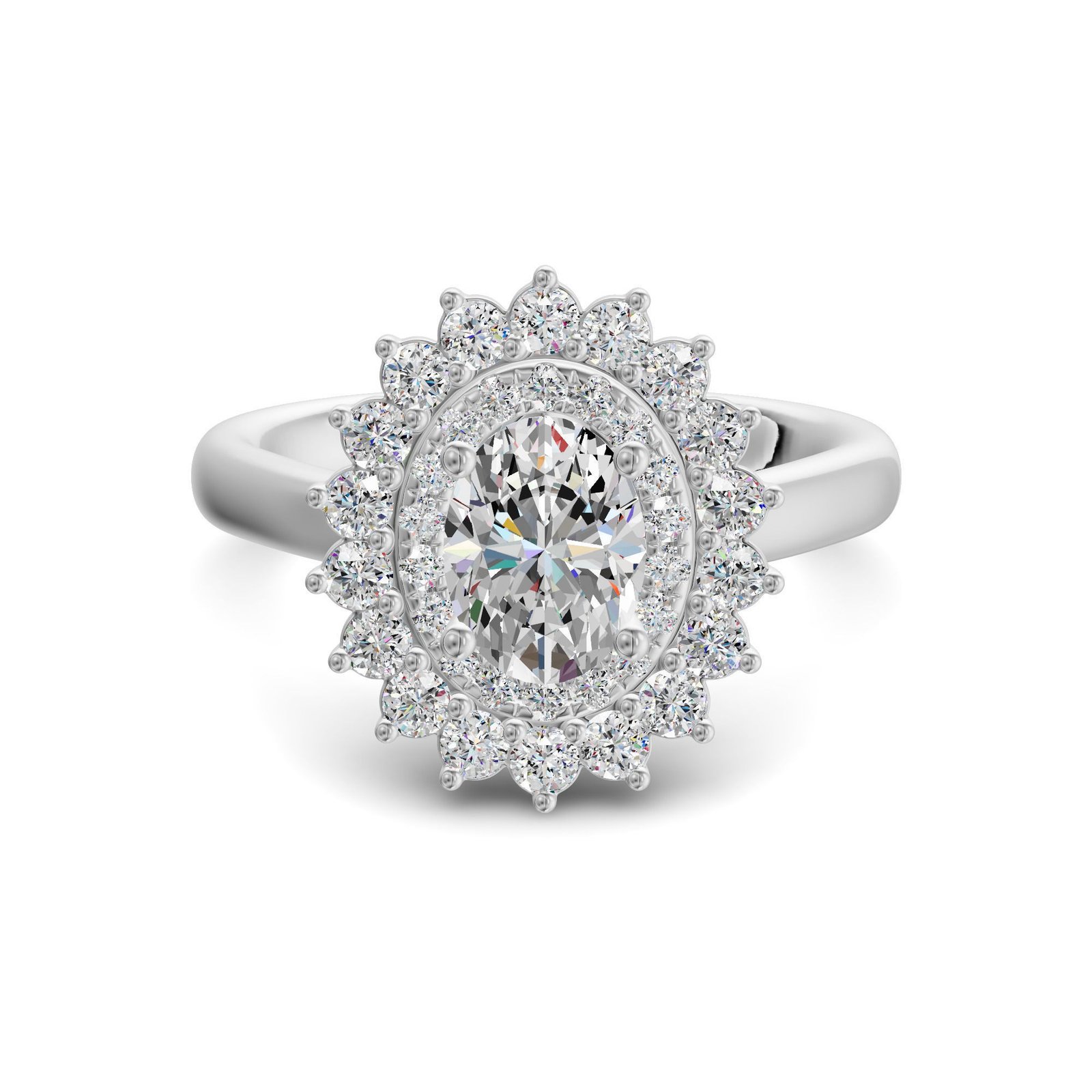 Double Halo Classic Oval Cut Engagement Ring
