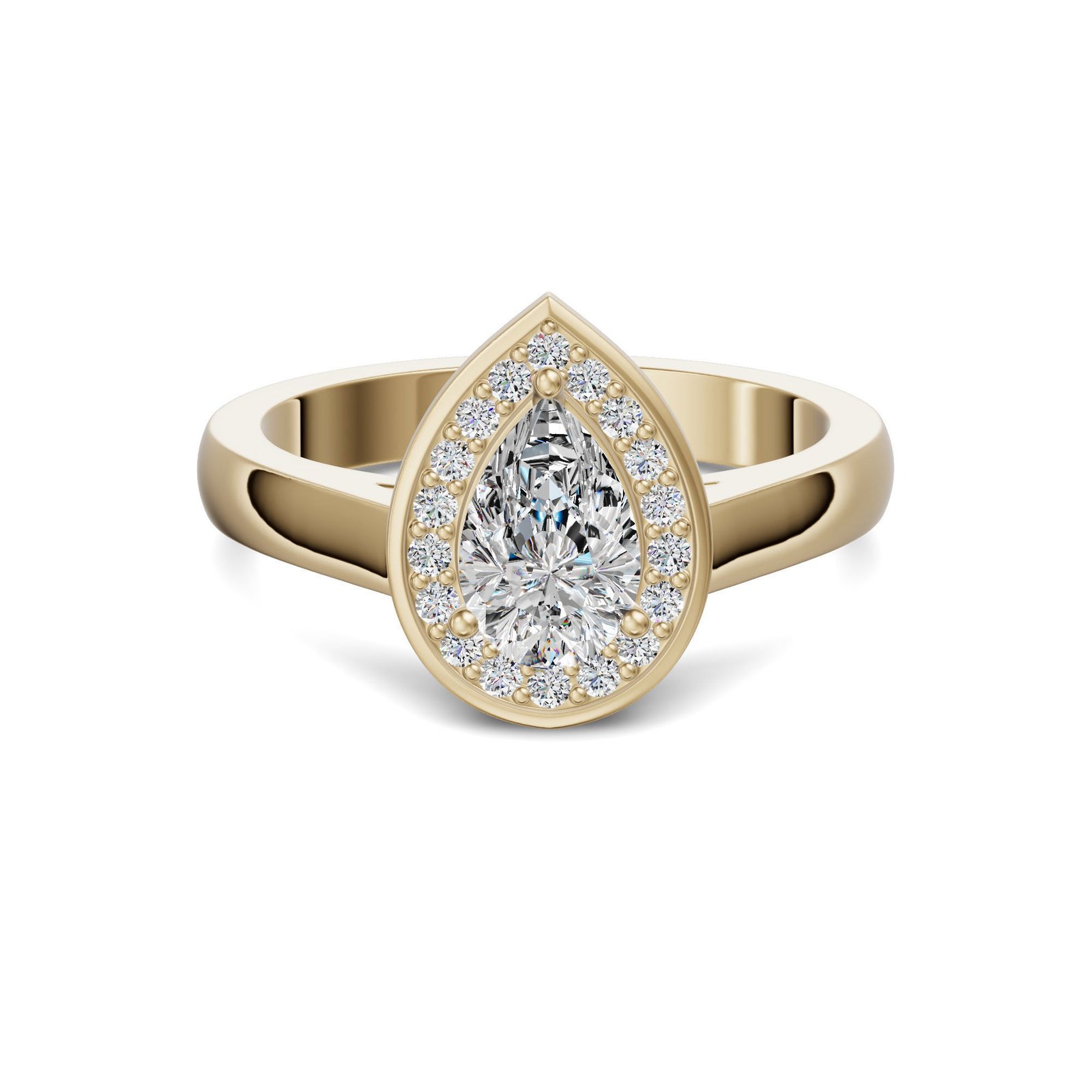 Channel Pave Halo Classic Pear Cut Engagement Ring