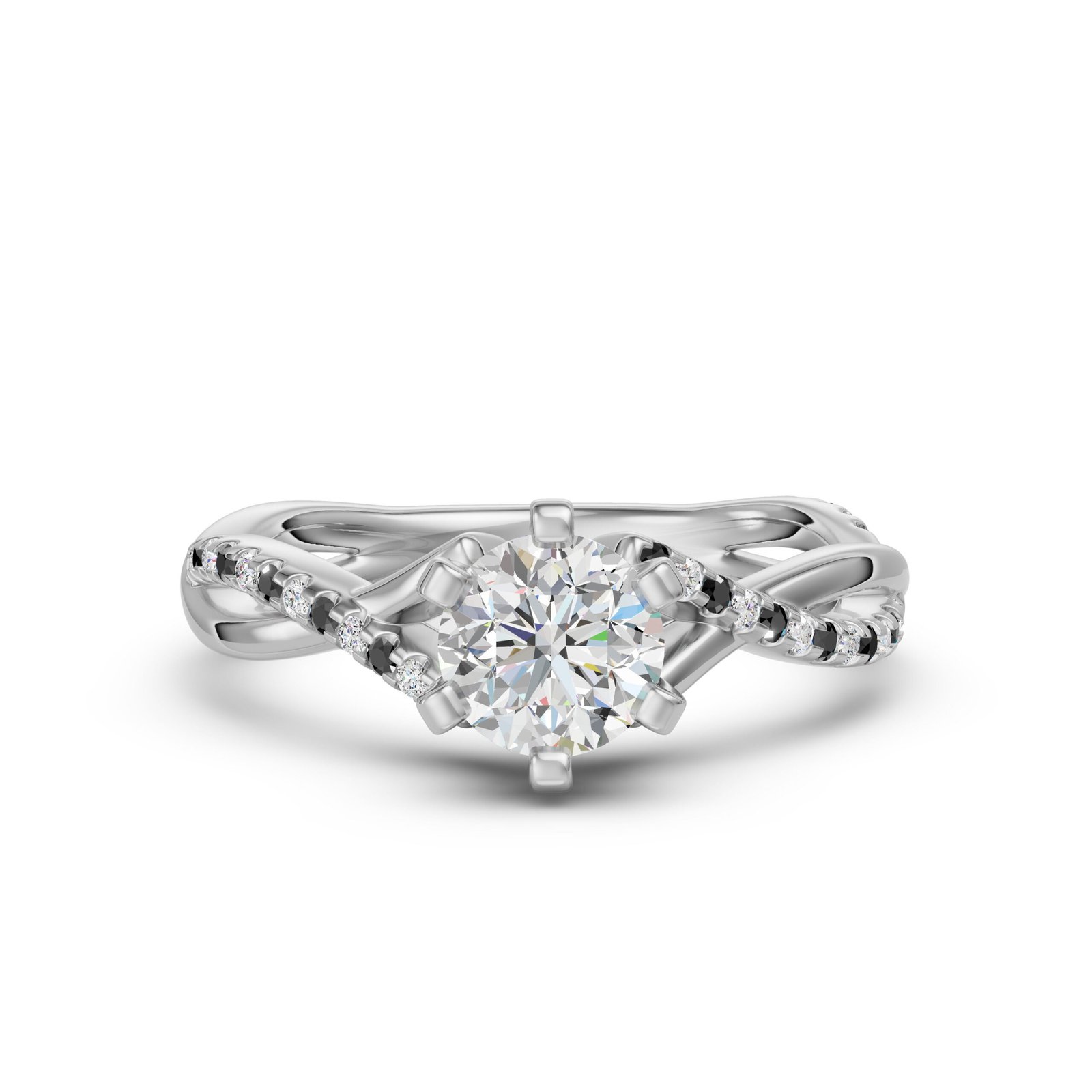 Twisted Accented Round Cut 0.50 ct Engagement Ring – Midnight –
