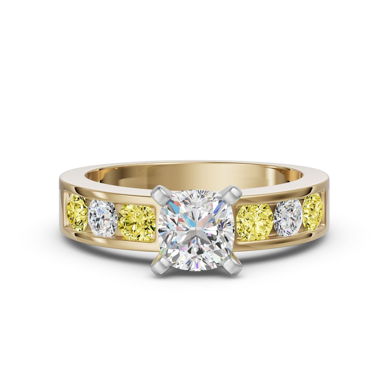 Diamond Diva Cushion Cut 0.50 ct Engagement Ring – Canary –