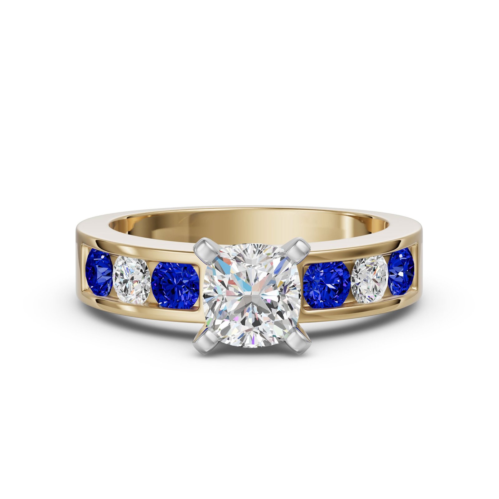 Diamond Diva Cushion Cut 0.50 ct Engagement Ring – Sapphire –