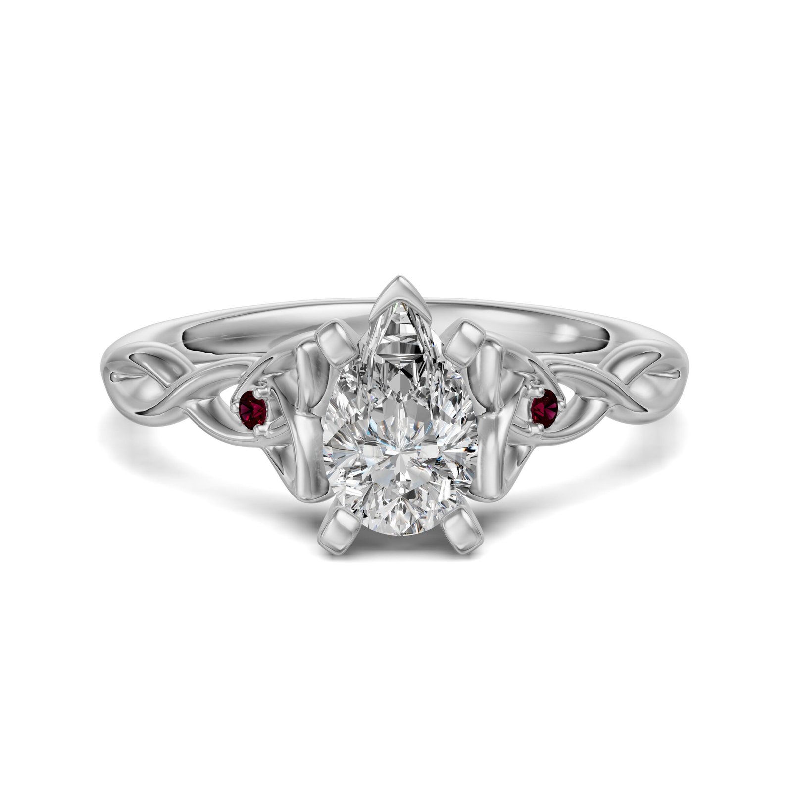 Celtic Knot Pear Cut 0.50 ct Engagement Ring – Ruby –