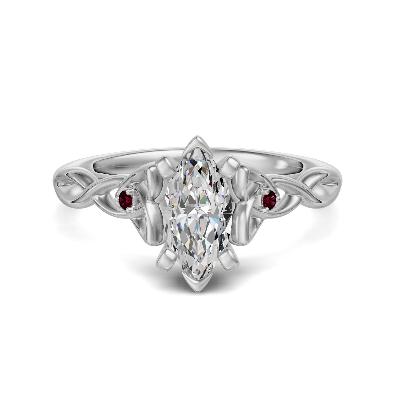 Celtic Knot Marquise Cut 0.50 ct Engagement Ring – Ruby –