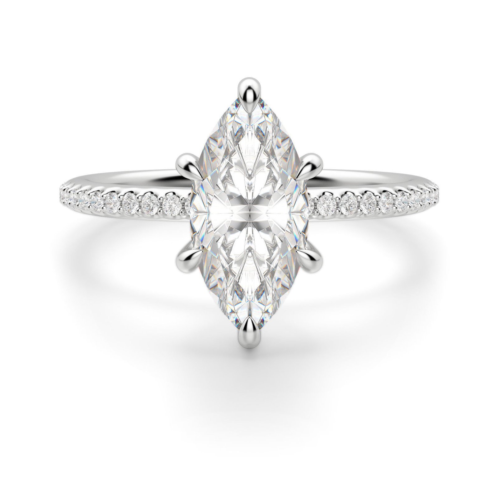Hidden Halo Accented Marquise Cut Engagement Ring