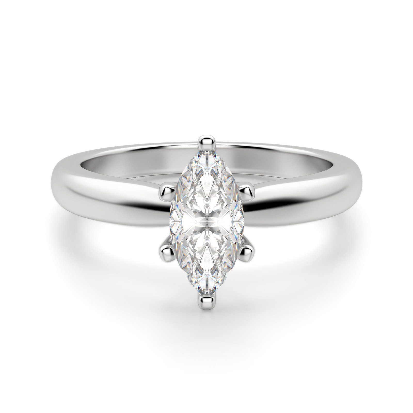 Tapered Classic Solitaire Marquise Cut Engagement Ring