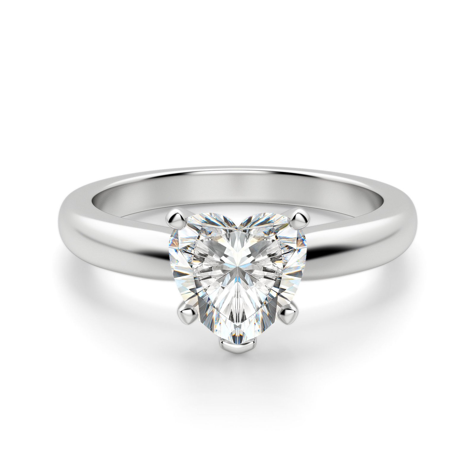 Tapered Classic Solitaire Heart Cut Engagement Ring
