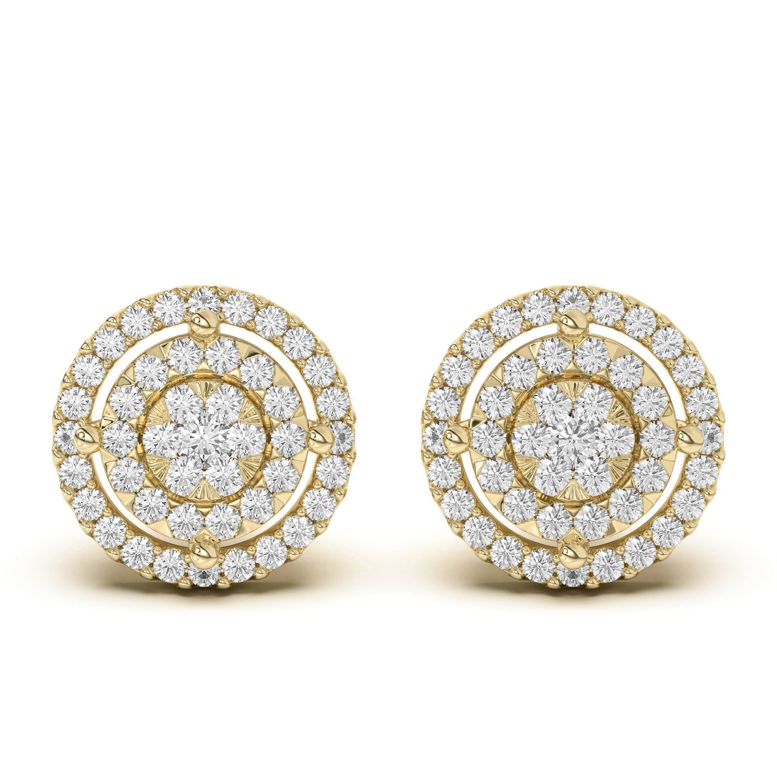 Men’s Round Shaped Cluster Stud Earrings