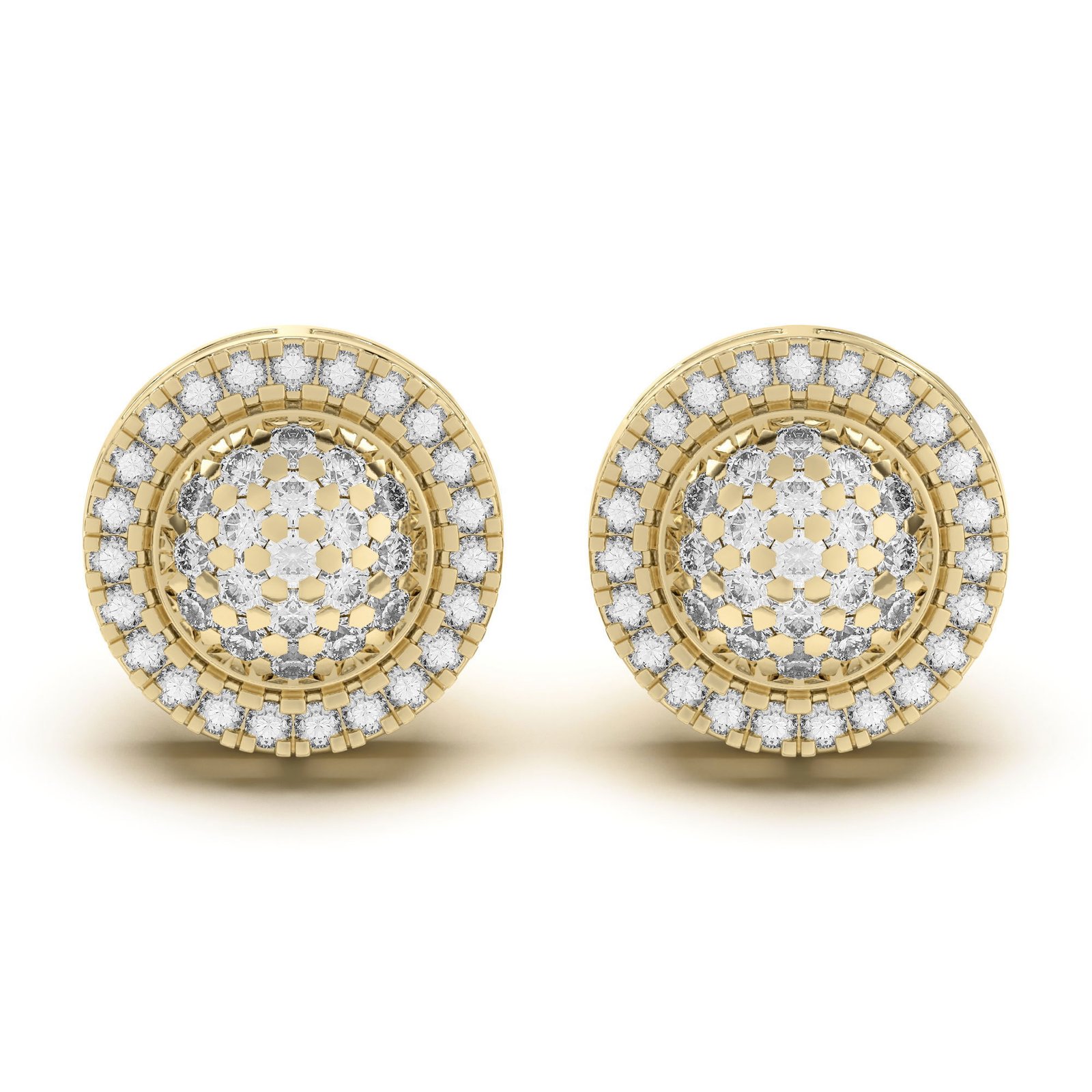 Men’s Pave Set Round Stud Earrings