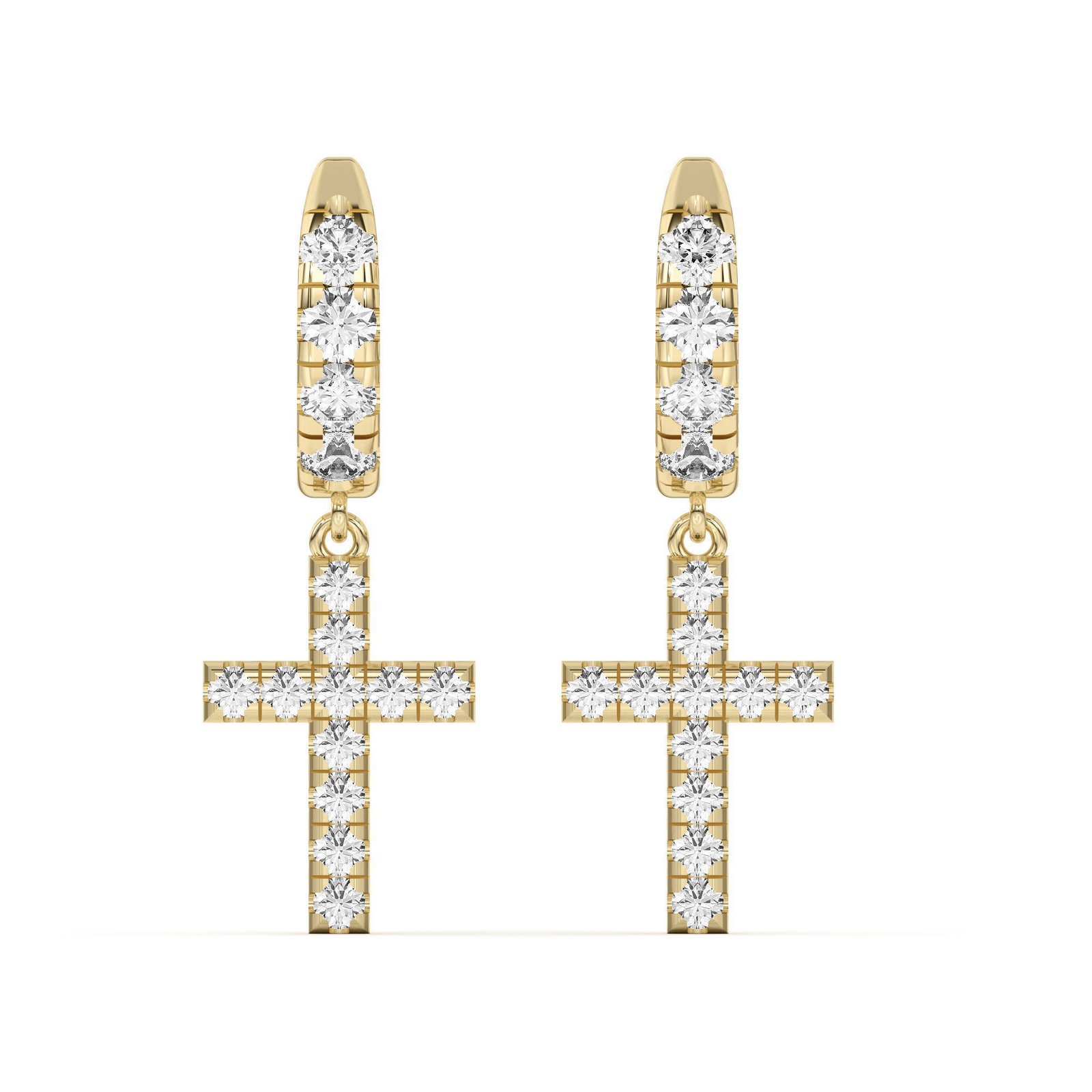 Men’s Cross Dangle Hoop Earrings }