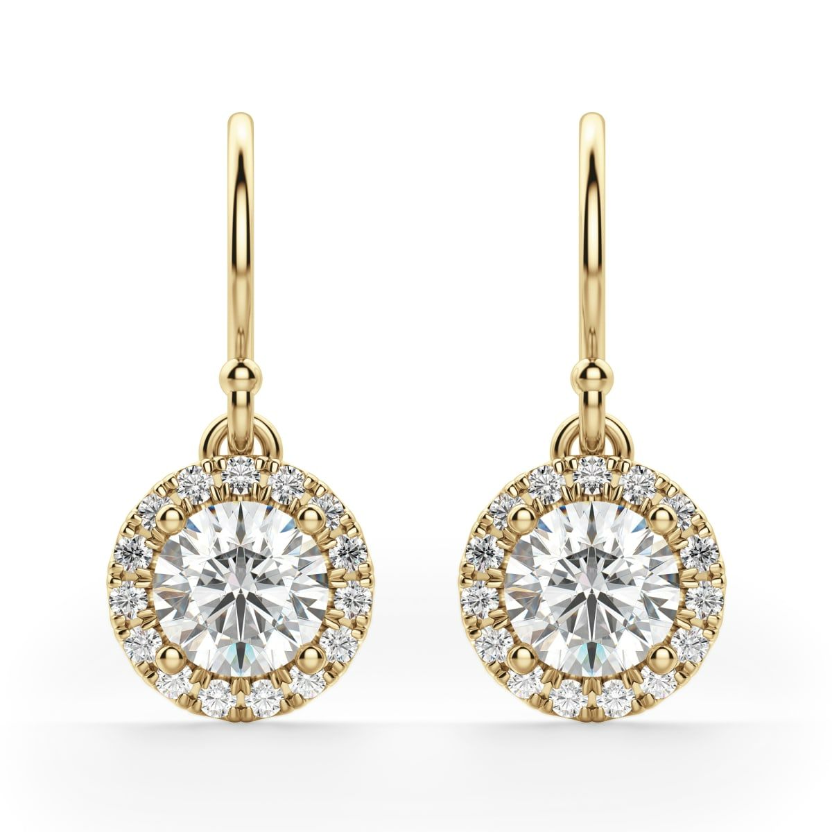 Round Cut Halo Drop Earrings