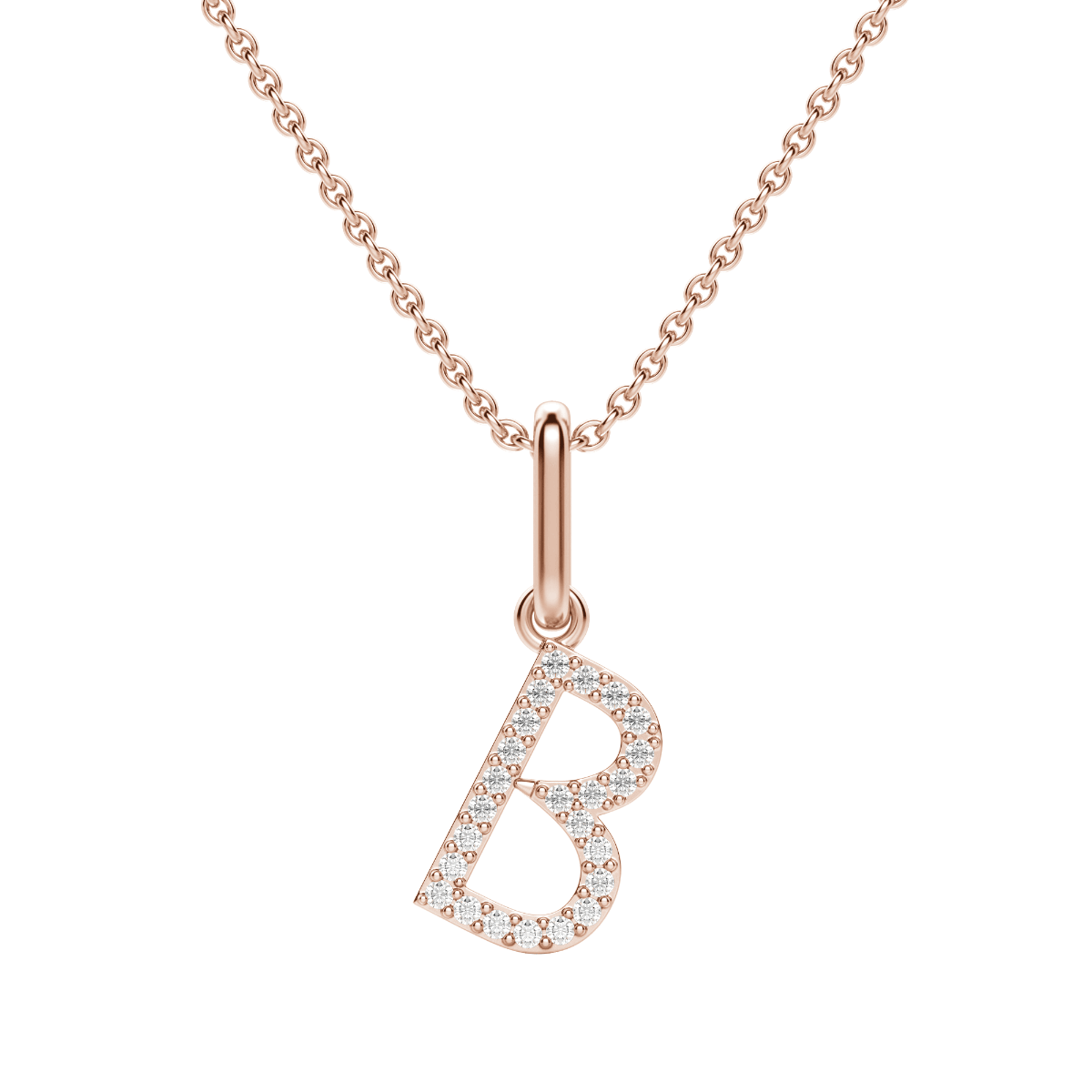 “B” Initial Pendant 14K Rose Gold