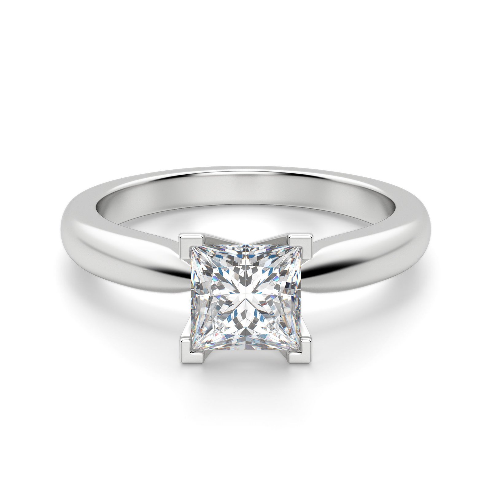 Tapered Classic Solitaire Princess Cut Engagement Ring
