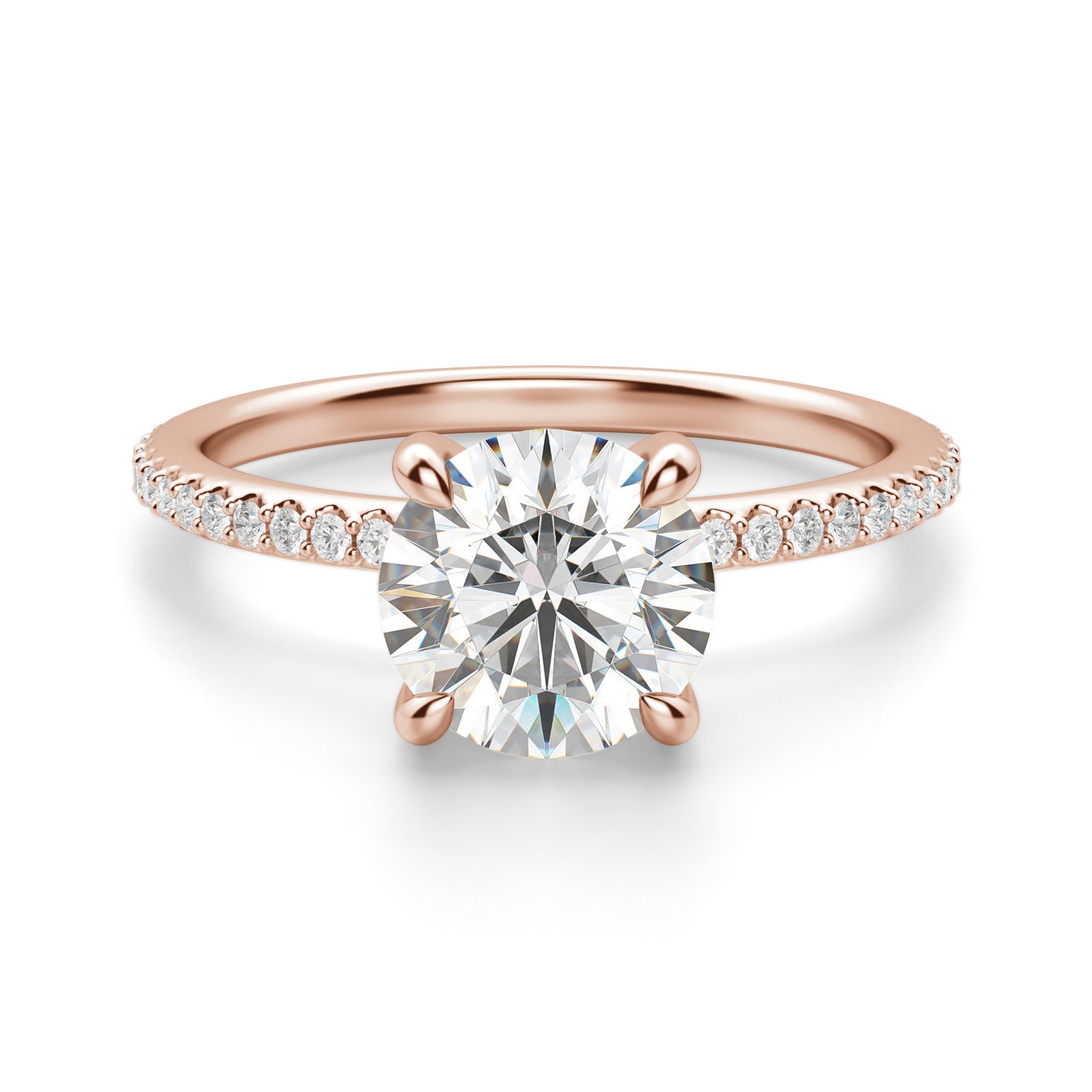 Hidden Halo Accented Round Cut Engagement Ring Moissanite
