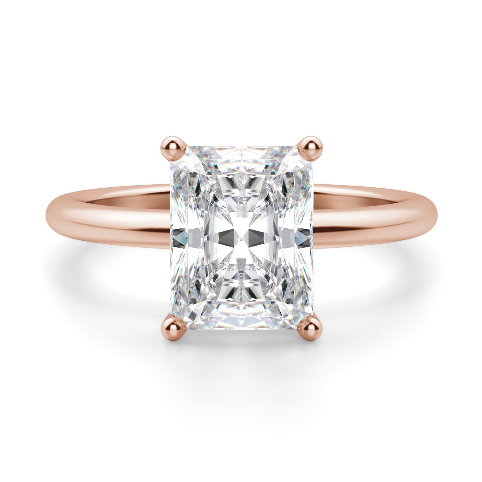 Basket Set Classic Radiant Cut Engagement Ring Moissanite