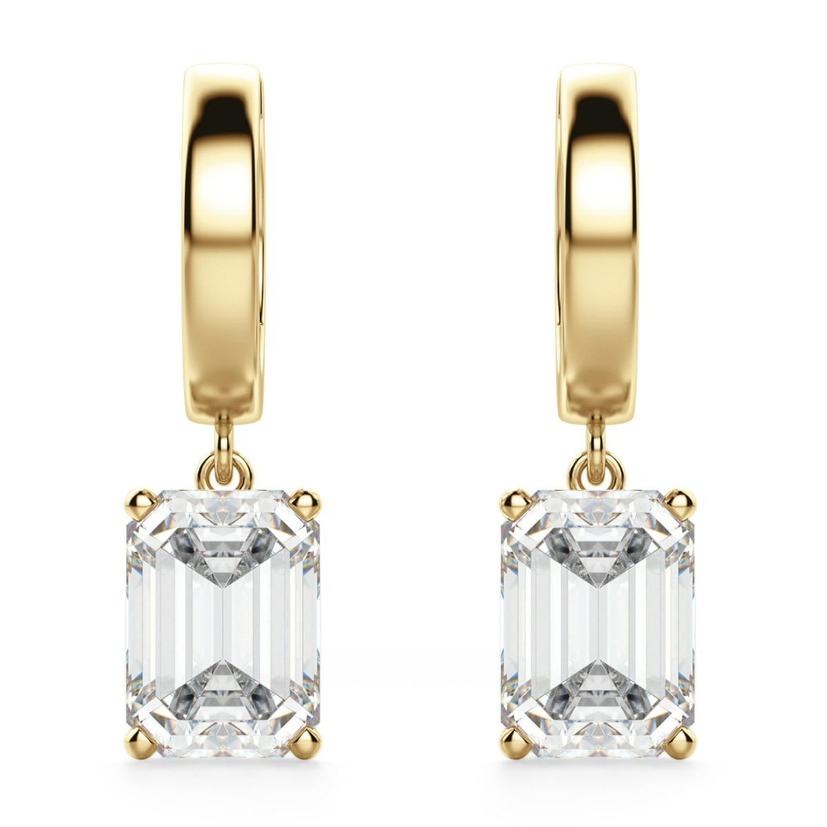Emerald Cut Solitaire Drop Earrings Moissanite