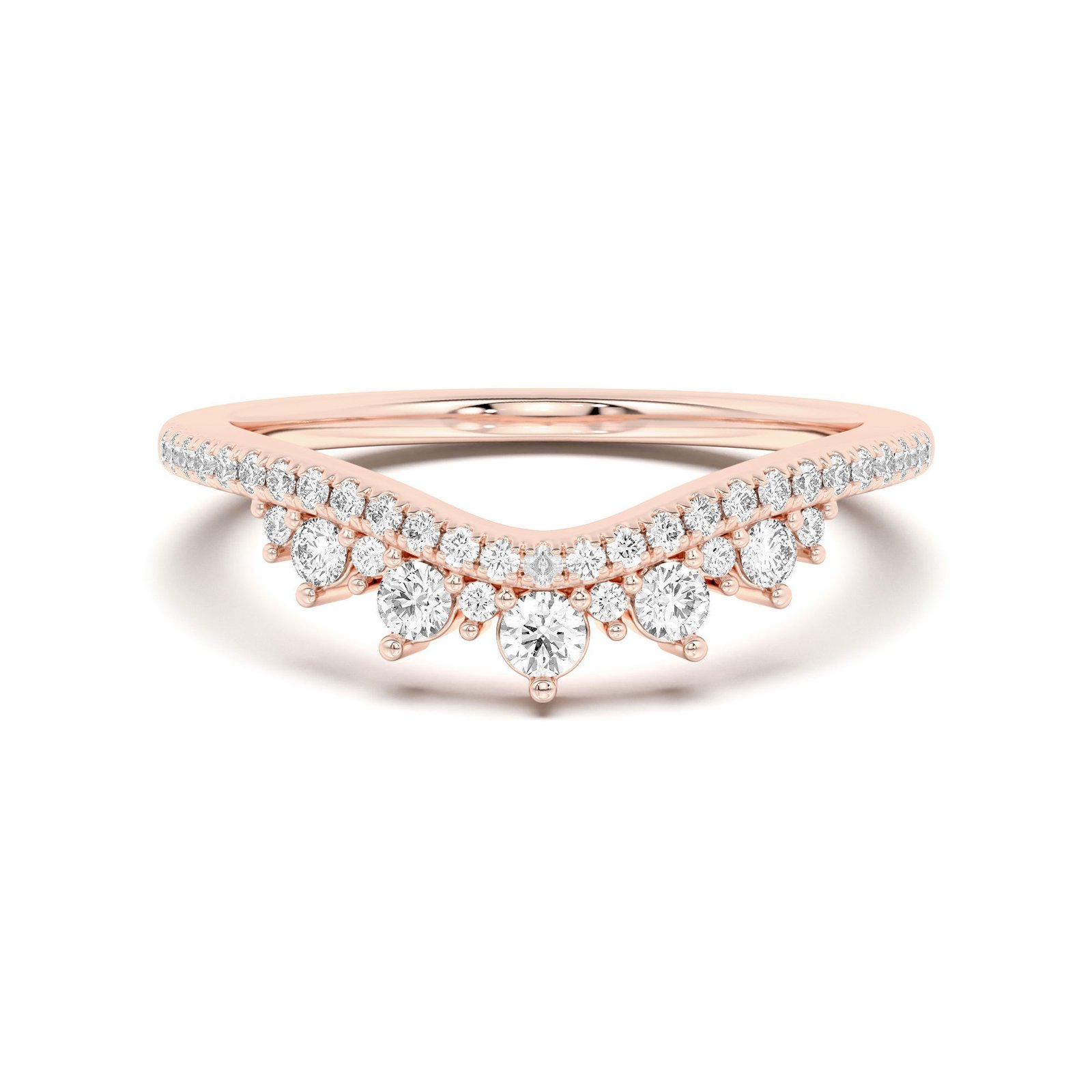 Chevron Crown Wedding Band 14K Rose Gold