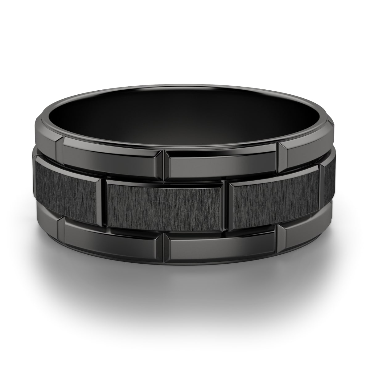 Obsidian Brick Wedding Band Tungsten