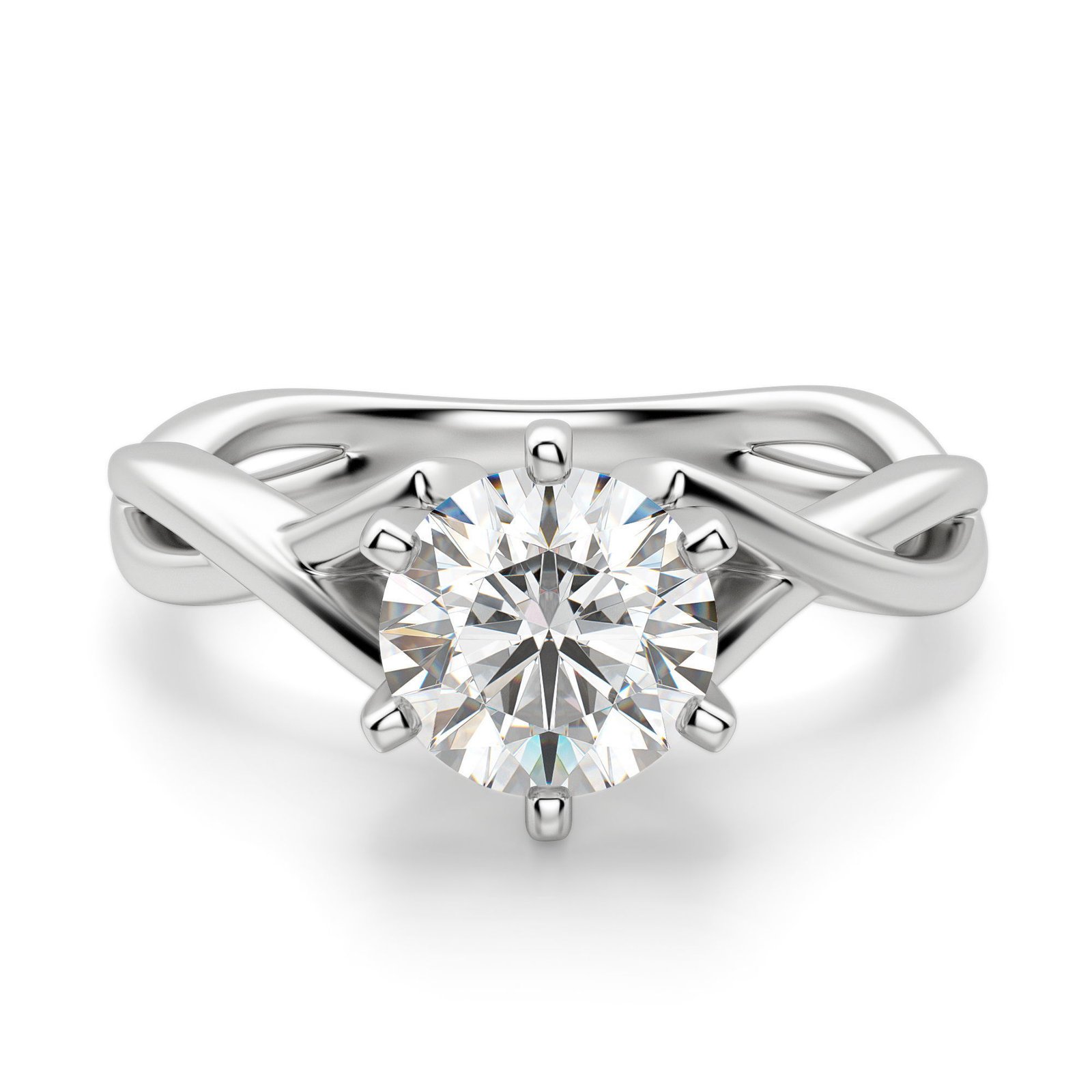 Twisted Classic Round Cut Engagement Ring