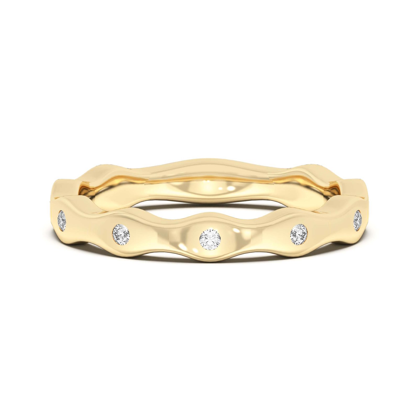 Bezel Set Curved Wedding Band