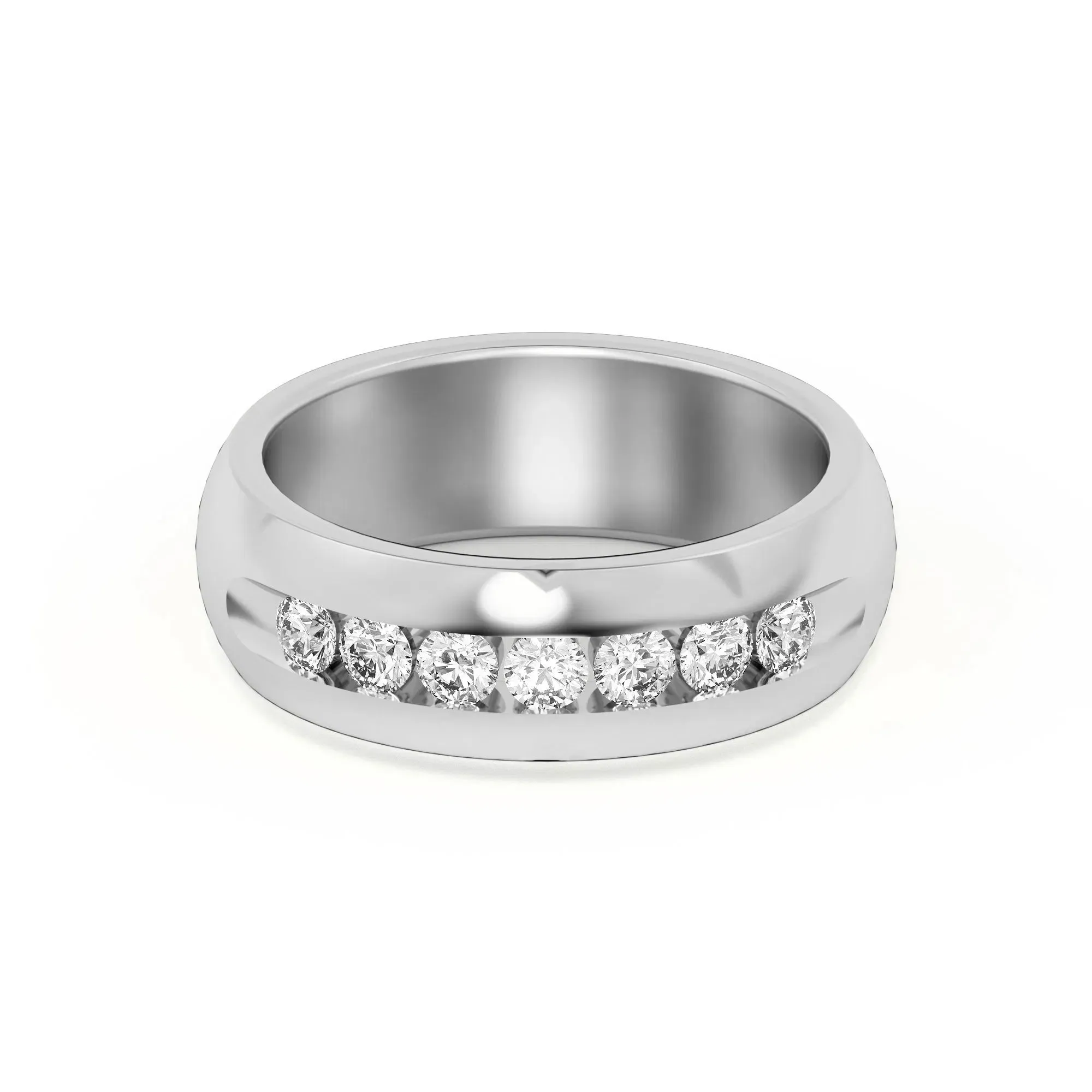 Seven Channel Set Wedding Band