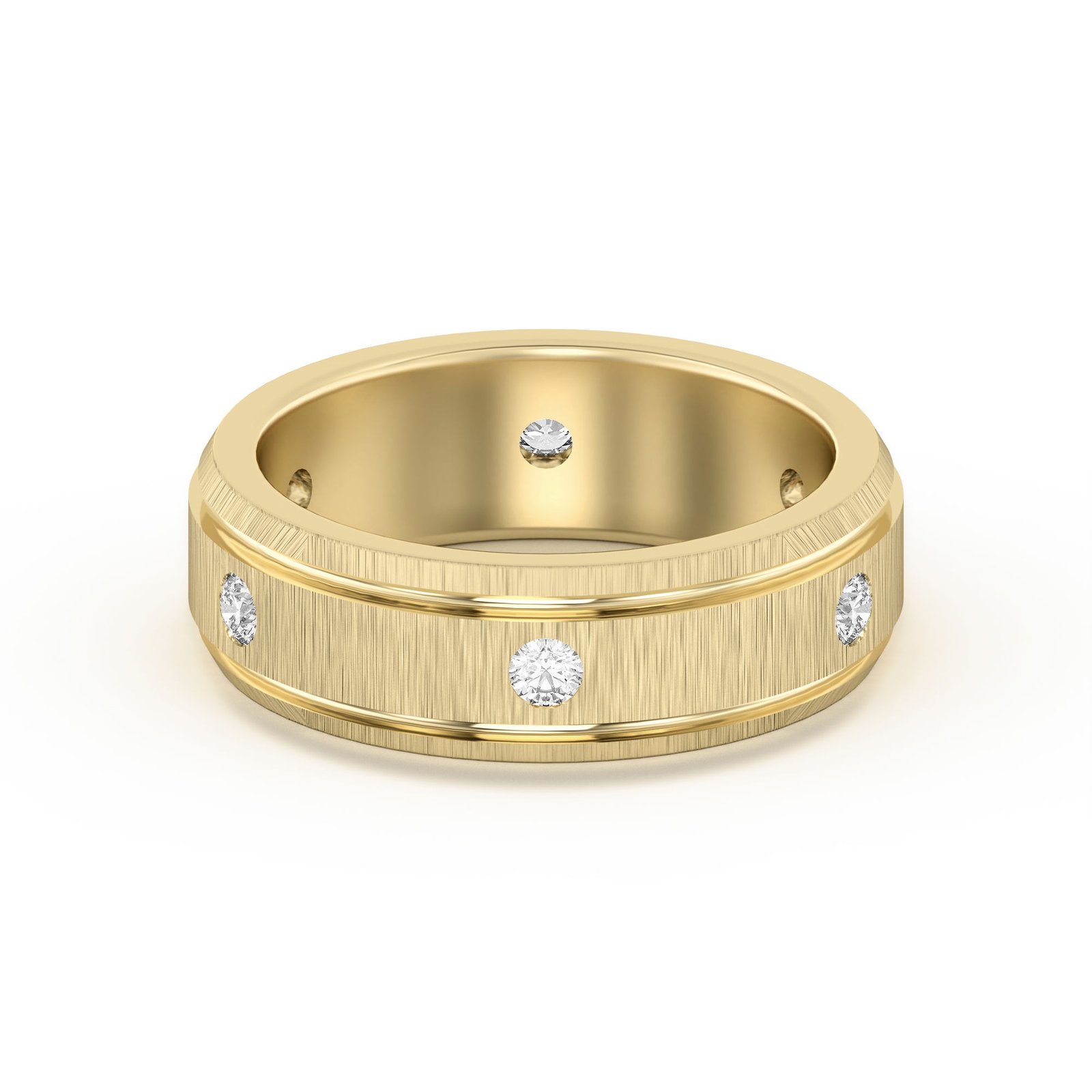 Edged Channel Accented Wedding Band