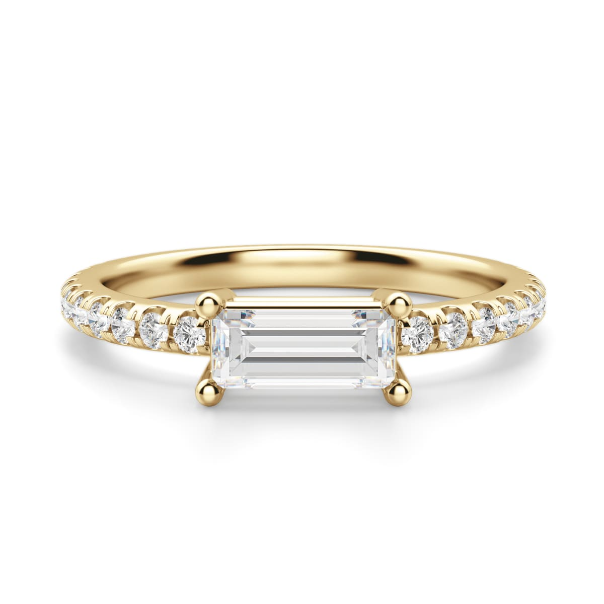 East-West Accented Basket Ring 0.50 Straight Baguette Center
