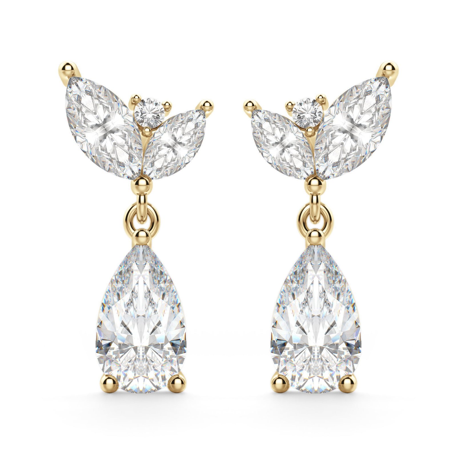 Camellia Pear Cut Drop Earrings